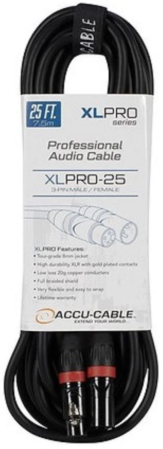 Accu-Cable 25-Foot PRO XLR Male to XLR Female Microphone Cable