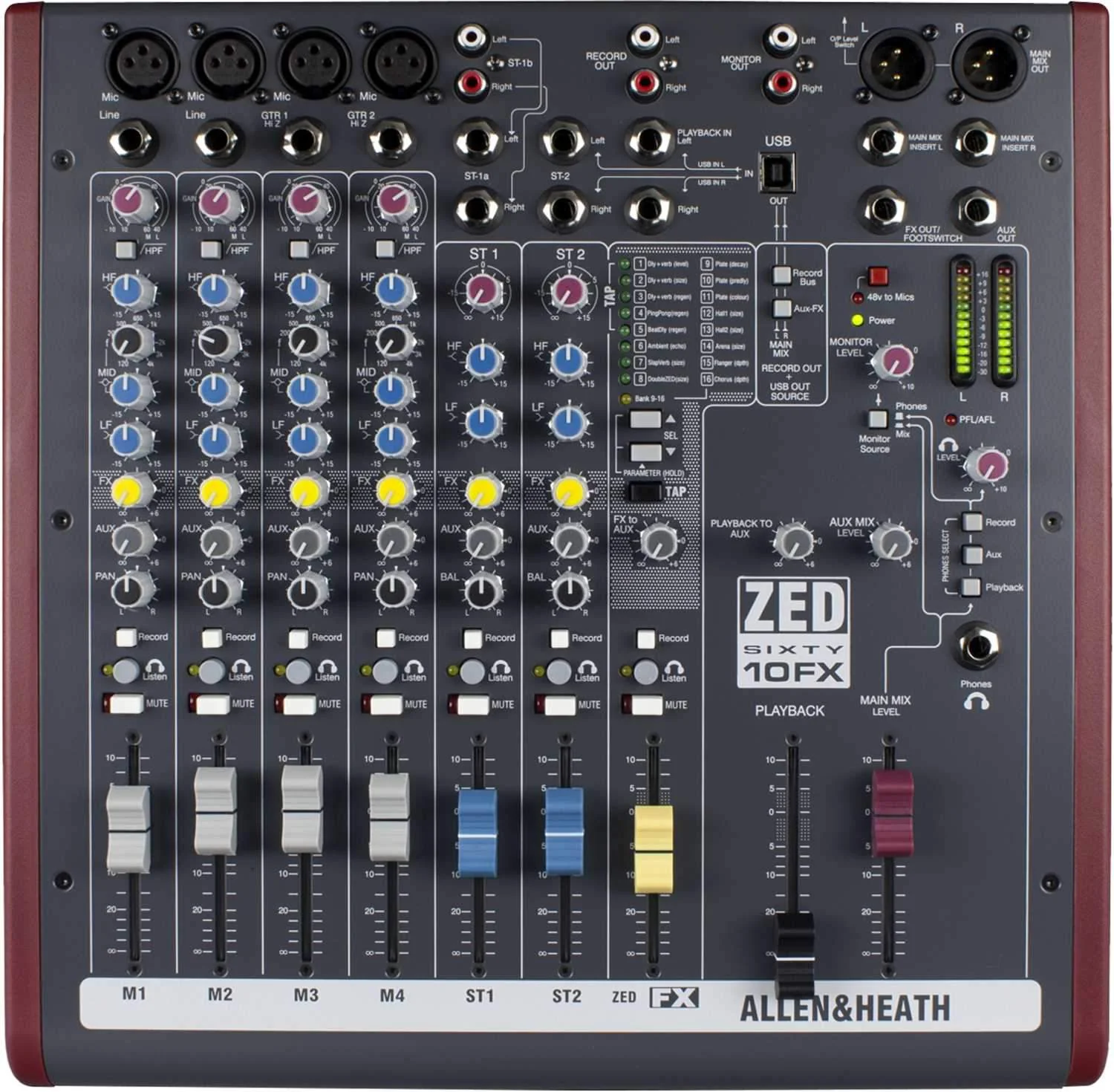 Allen & Heath ZED60-10FX PA Mixer with 60mm Faders - Image 4