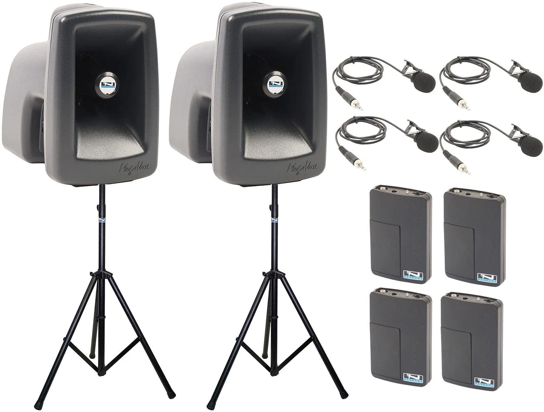 Anchor Audio 560460 MegaVox Pair AIR X4 - Anchor-Air / 4x Lapel Wireless Microphones