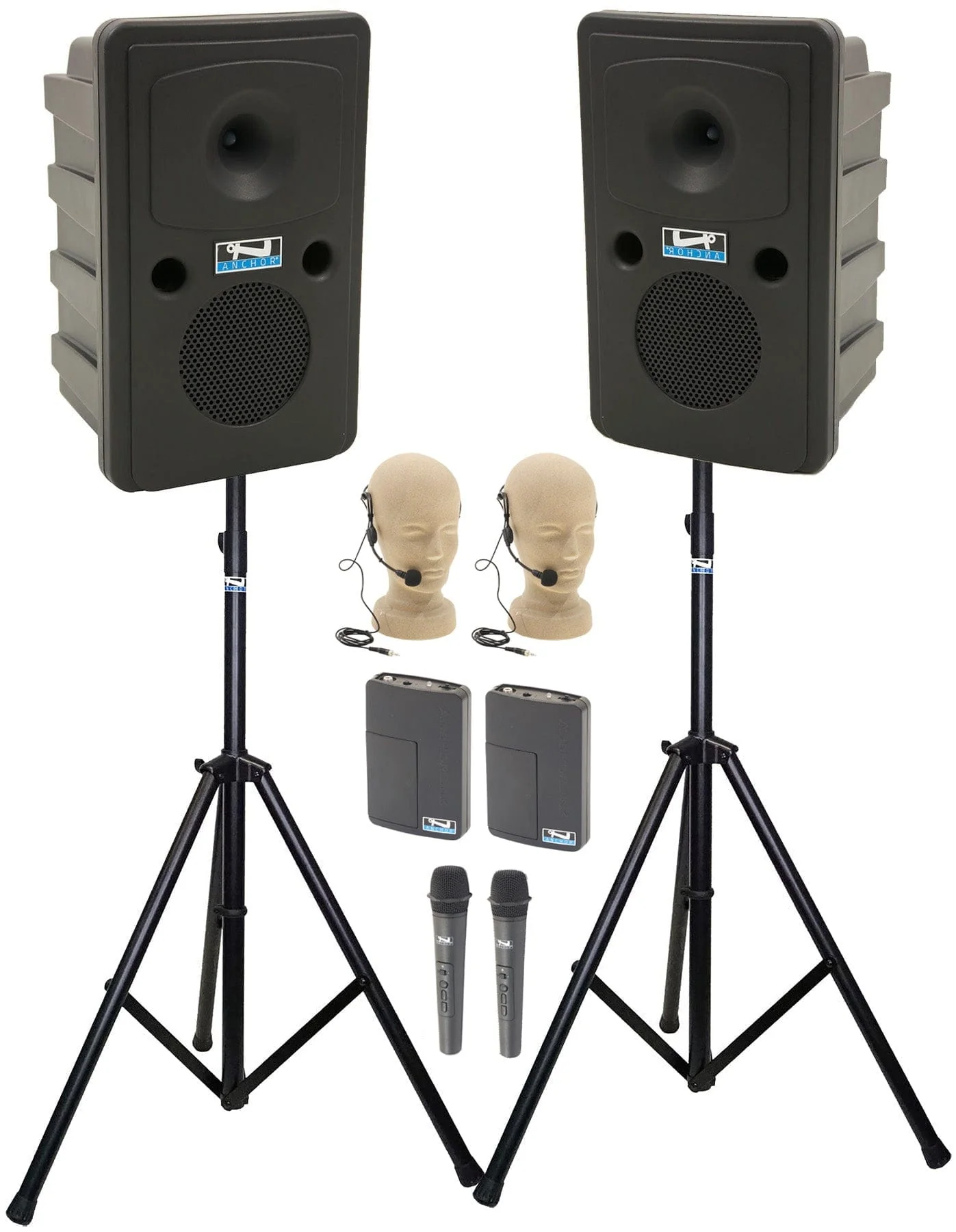 Anchor Audio 660425 Go Getter 2 Pair AIR X4 - Anchor-Air / 2x Handheld / 2x Headband Wireless Mics