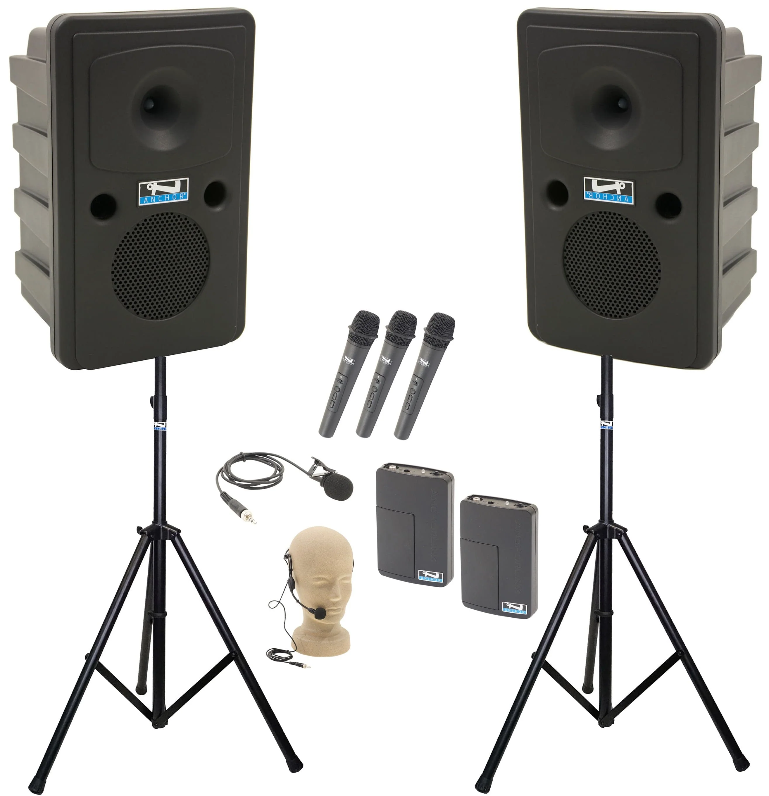 Anchor Audio 660439 Go Getter 2 Pair AIR X4 - Anchor-Air / 3x Handheld / 1x Lapel / 1x Headband Mics