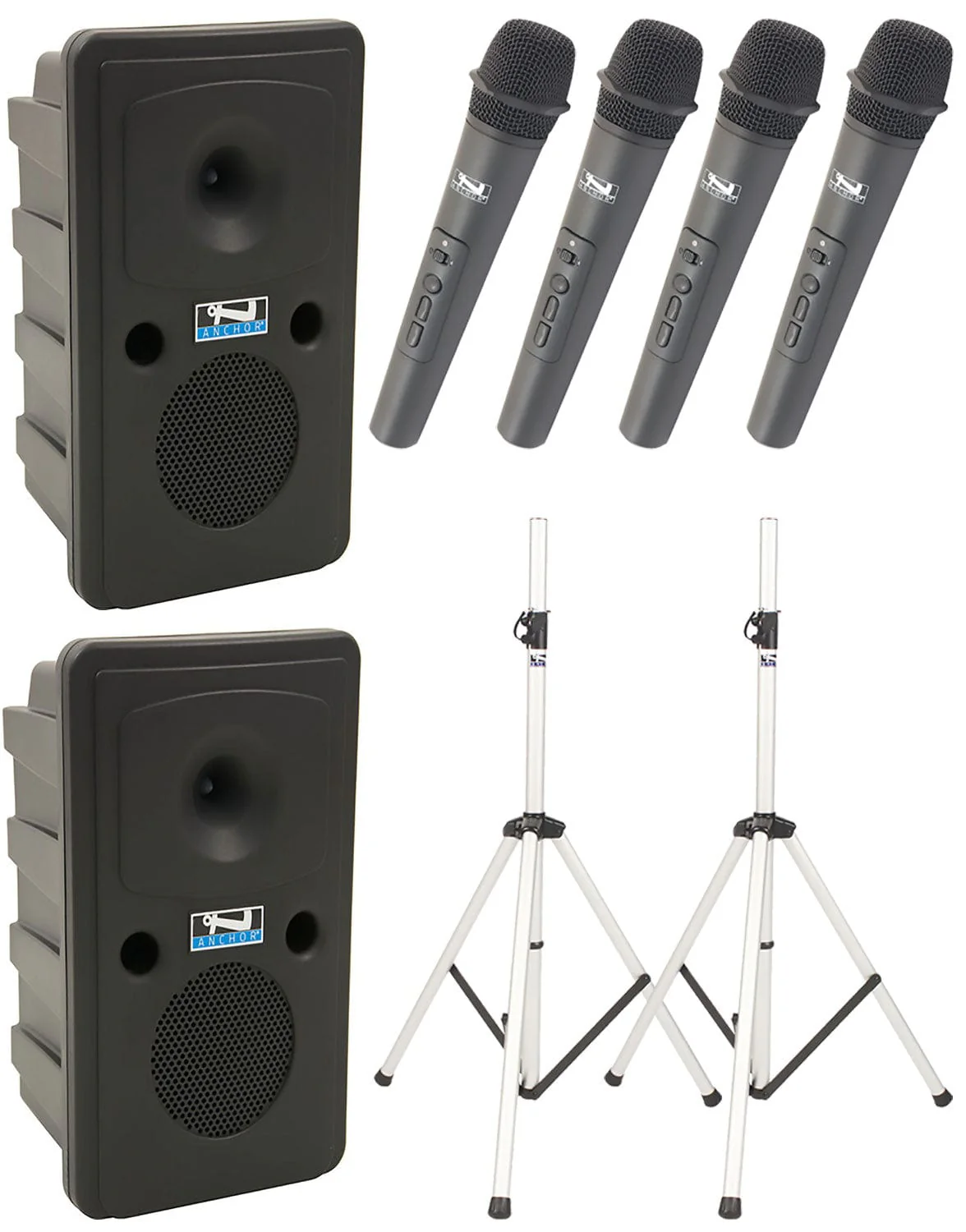 Anchor Audio 665400 Go Getter 2 Pair AIRFLEX XR4 - Anchor-Air / 4x Handheld Wireless Microphones