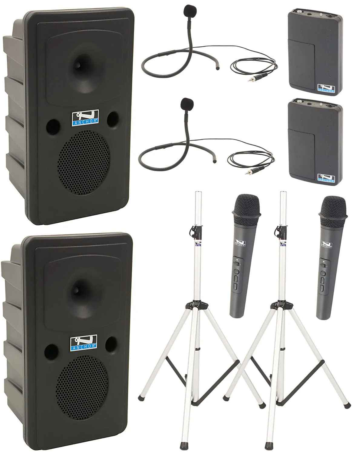 Anchor Audio 665435 Go Getter 2 Pair AIRFLEX XR4 - Anchor-Air / 2 Handheld / 2 Collar Wireless Mics