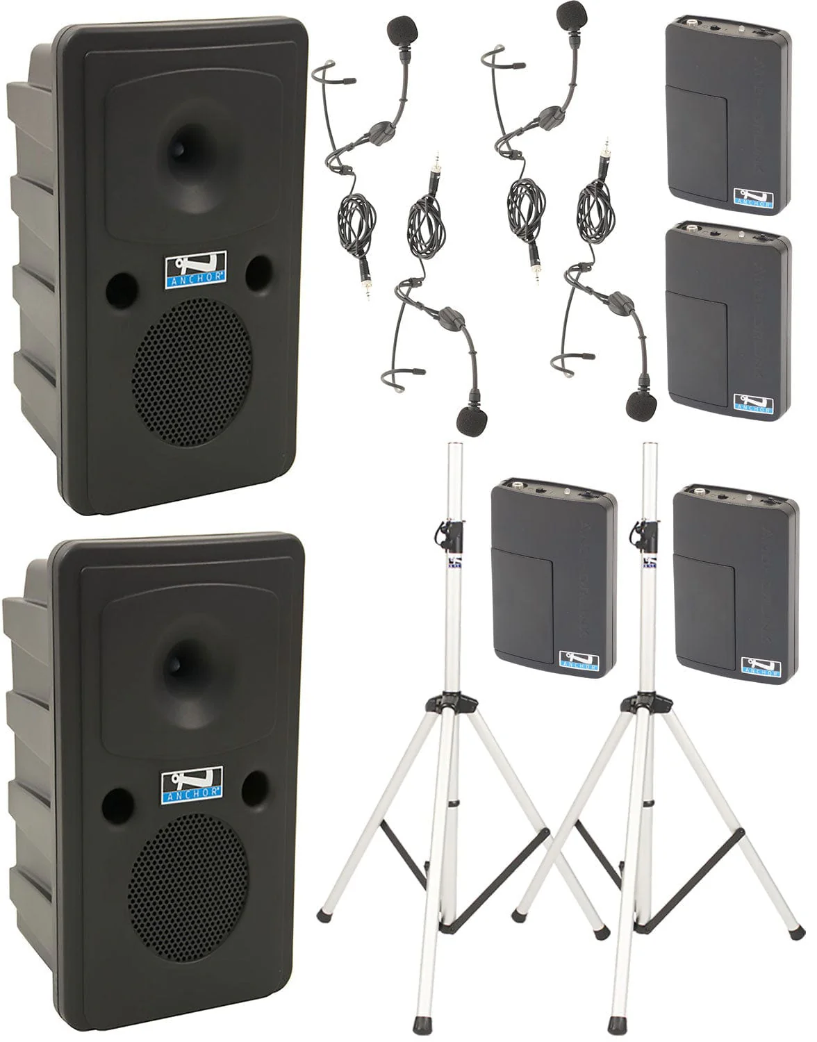 Anchor Audio 665450 Go Getter 2 Pair AIRFLEX XR4 - Anchor-Air / 4x Headband Wireless Microphones