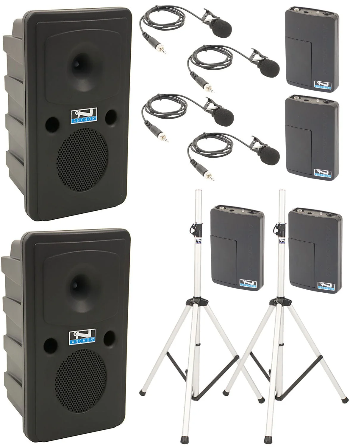 Anchor Audio 665460 Go Getter 2 Pair AIRFLEX XR4 - Anchor-Air / 4x Lapel Wireless Microphones
