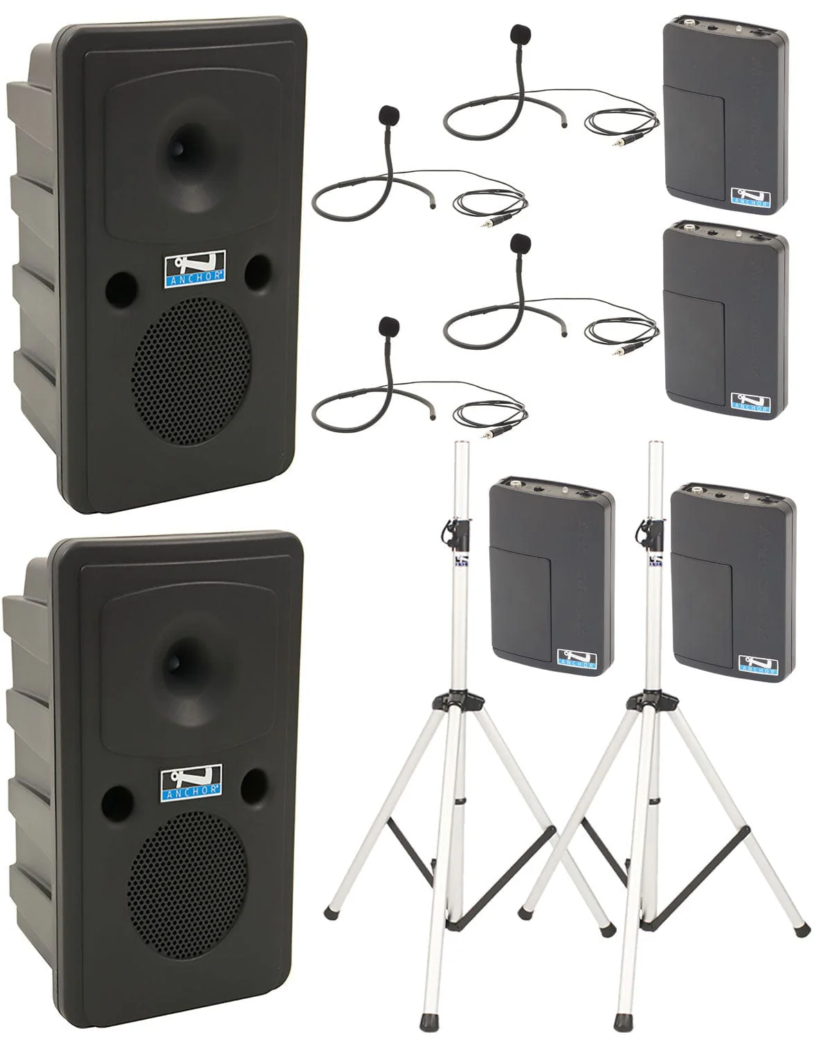Anchor Audio 665470 Go Getter 2 Pair AIRFLEX XR4 - Anchor-Air / 4x Collar Wireless Microphones
