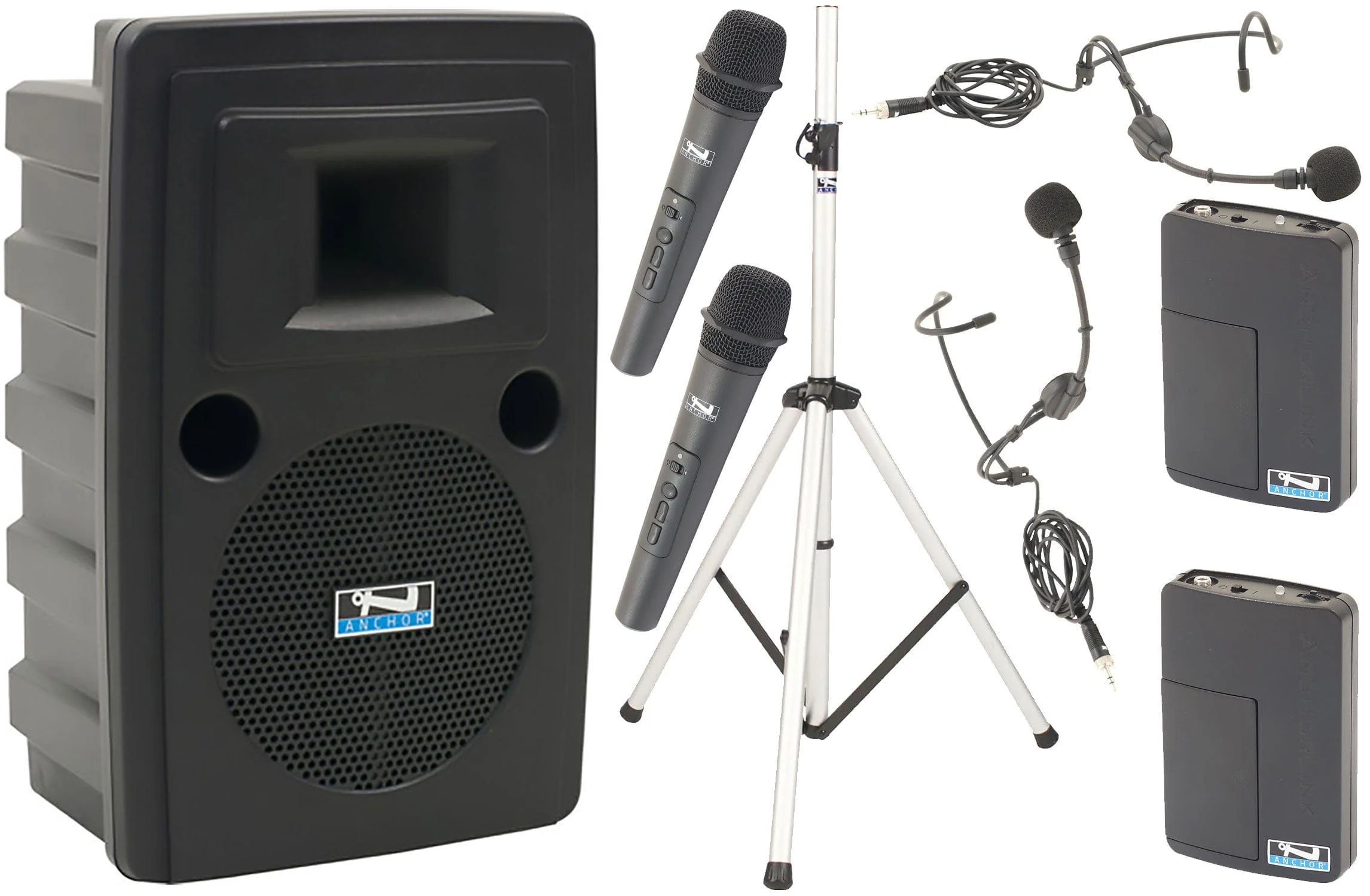 Anchor Audio 715425 Liberty 2 System X4 - Anchor-Air / 2x Handheld / 2x Headband Wireless Mics