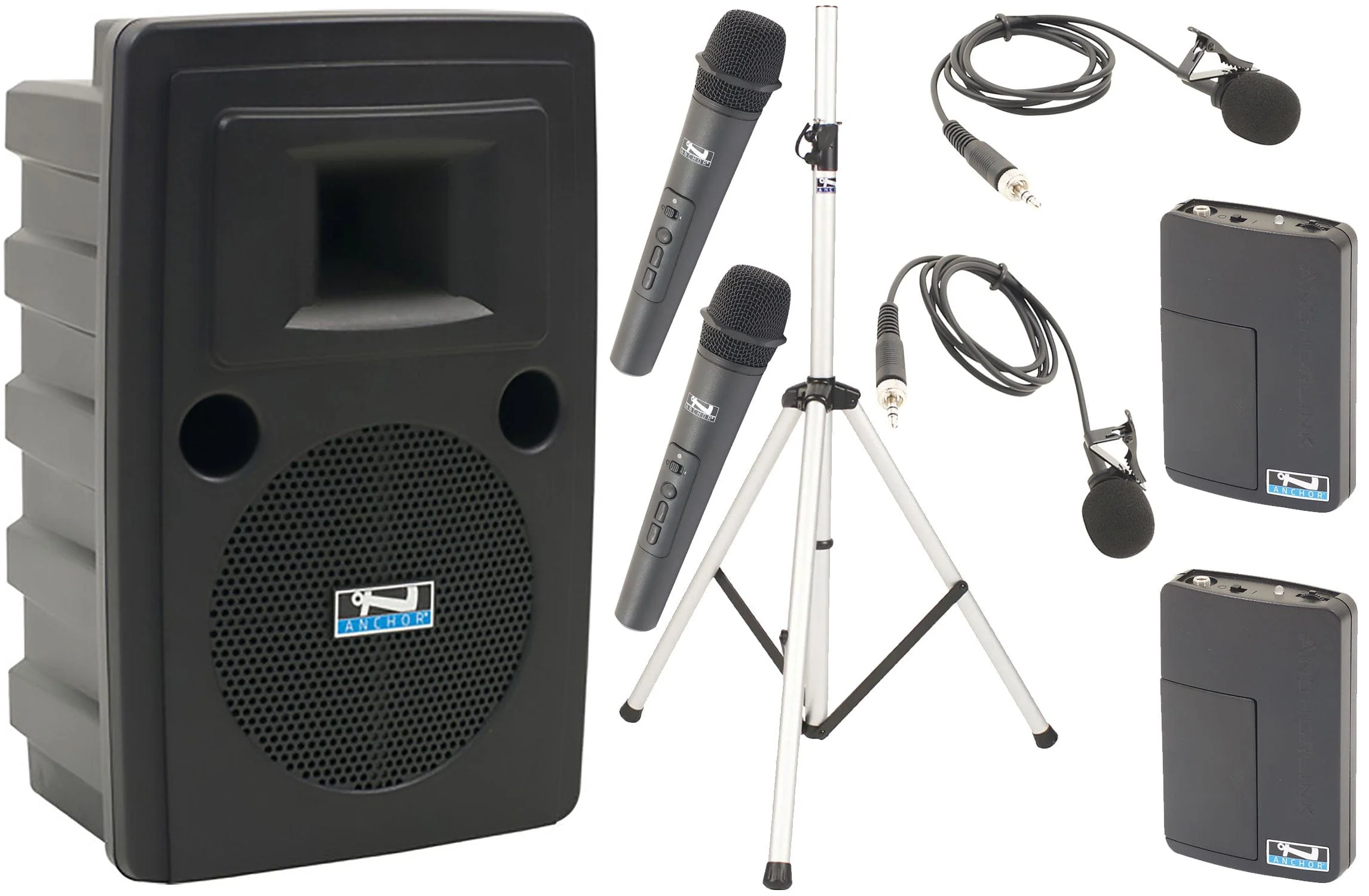 Anchor Audio 715430 Liberty 2 System X4 - Anchor-Air / 2x Handheld / 2x Lapel Wireless Microphones