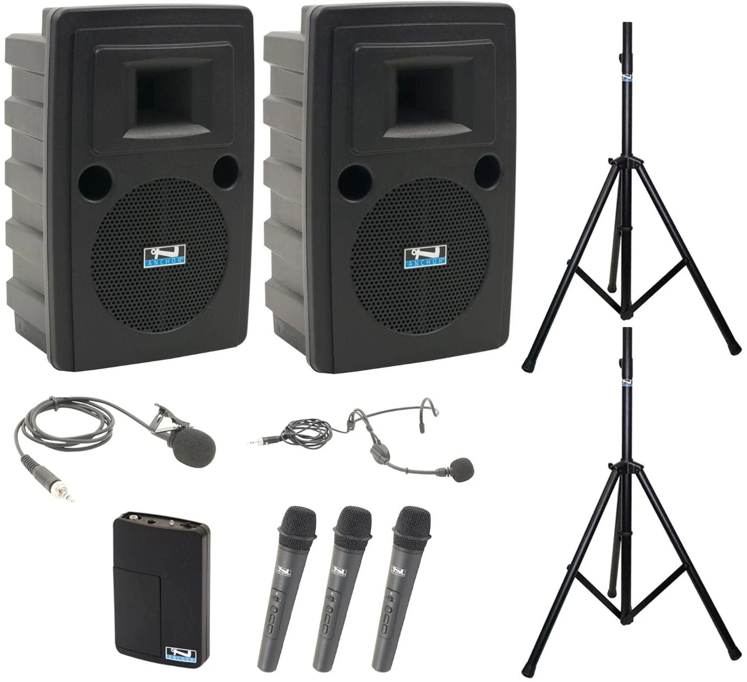 Anchor Audio 760439 Liberty 2 Pair LIB2-AIR X4 - Anchor-Air / 3 Handheld / 1 Lapel / 1 Headband Mics