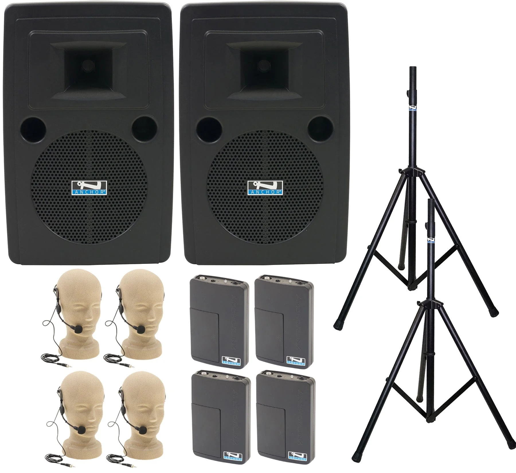 Anchor Audio 765450 Liberty 2 Pair AIRFLEX XR4 - Anchor-Air / 4x Headband Wireless Microphones
