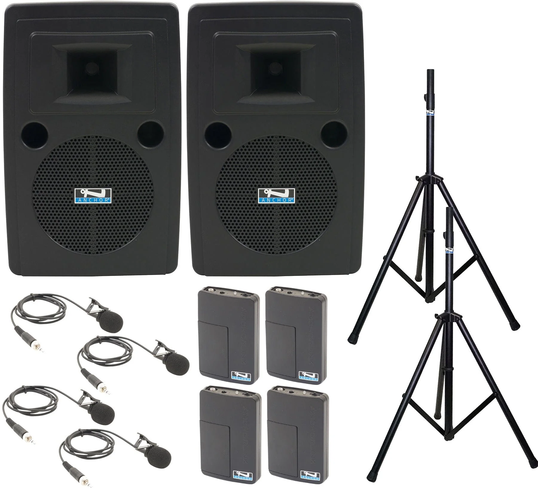 Anchor Audio 765460 Liberty 2 Pair AIRFLEX XR4 - Anchor-Air / 4x Lapel Wireless Microphones