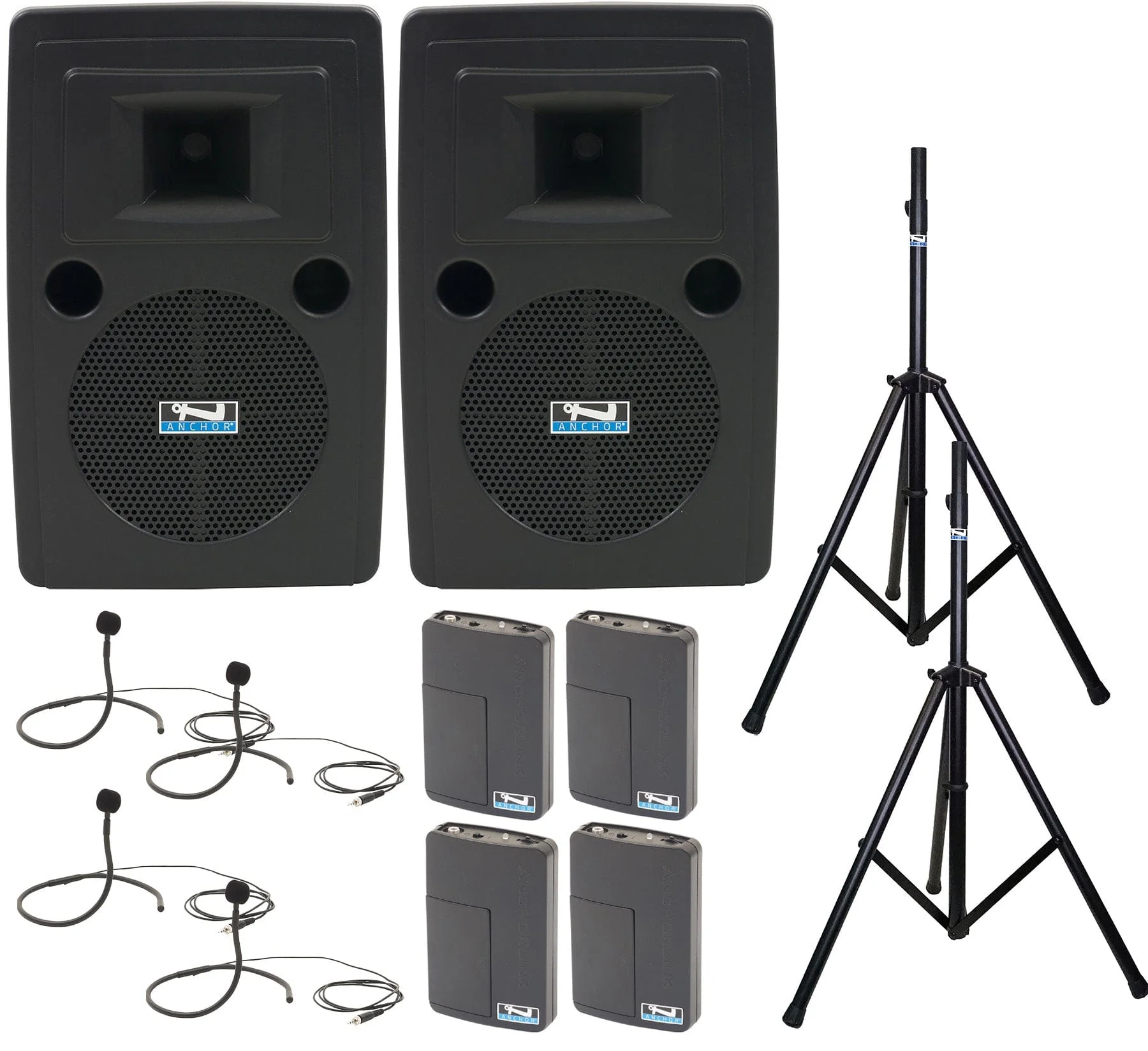 Anchor Audio 765470 Liberty 2 Pair AIRFLEX XR4 - Anchor-Air / 4x Collar Wireless Microphones