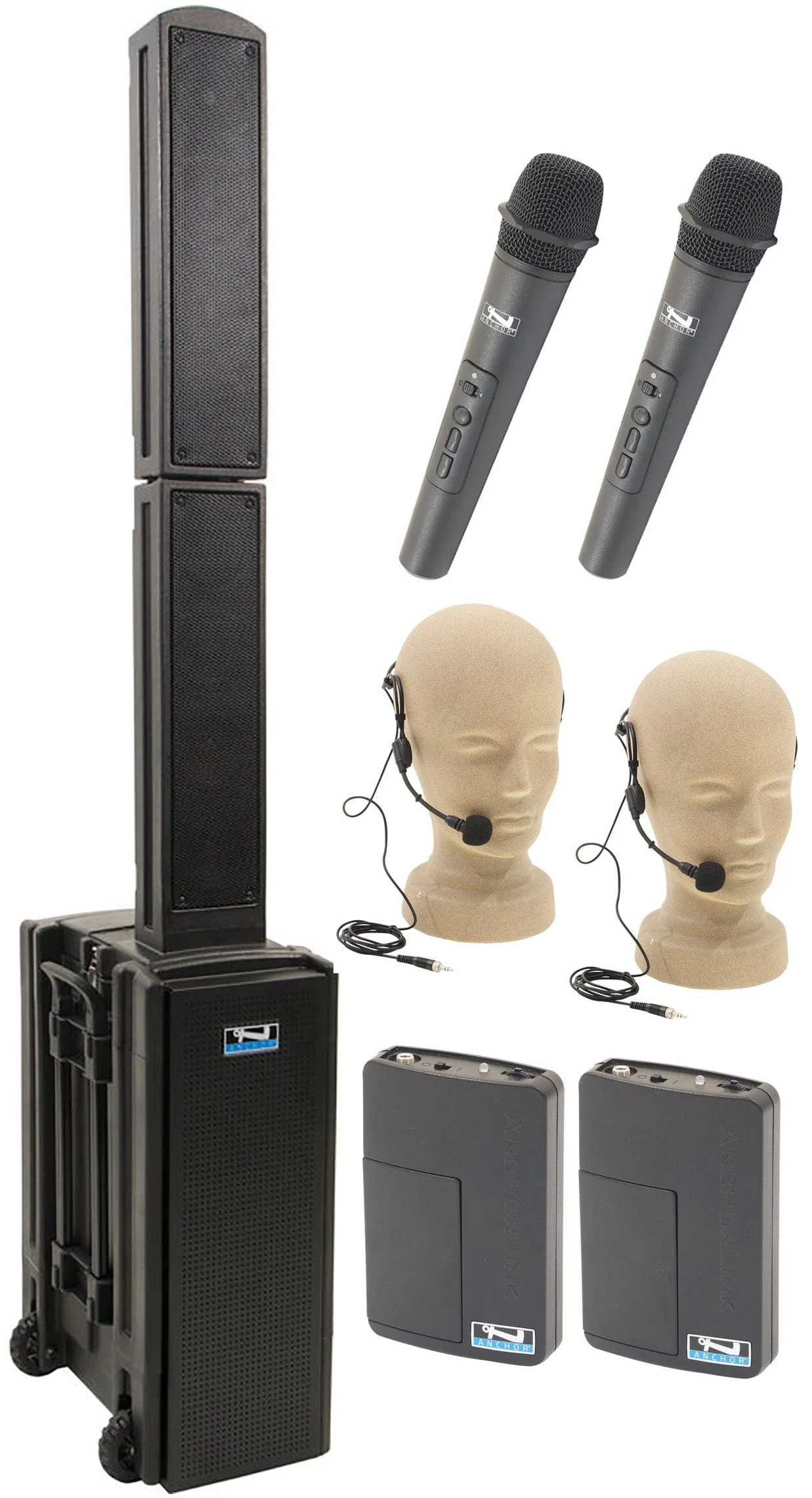 Anchor Audio 815425 Beacon 2 System X4 - Anchor Air / 2x Handheld / 2x Headband Wireless Microphones