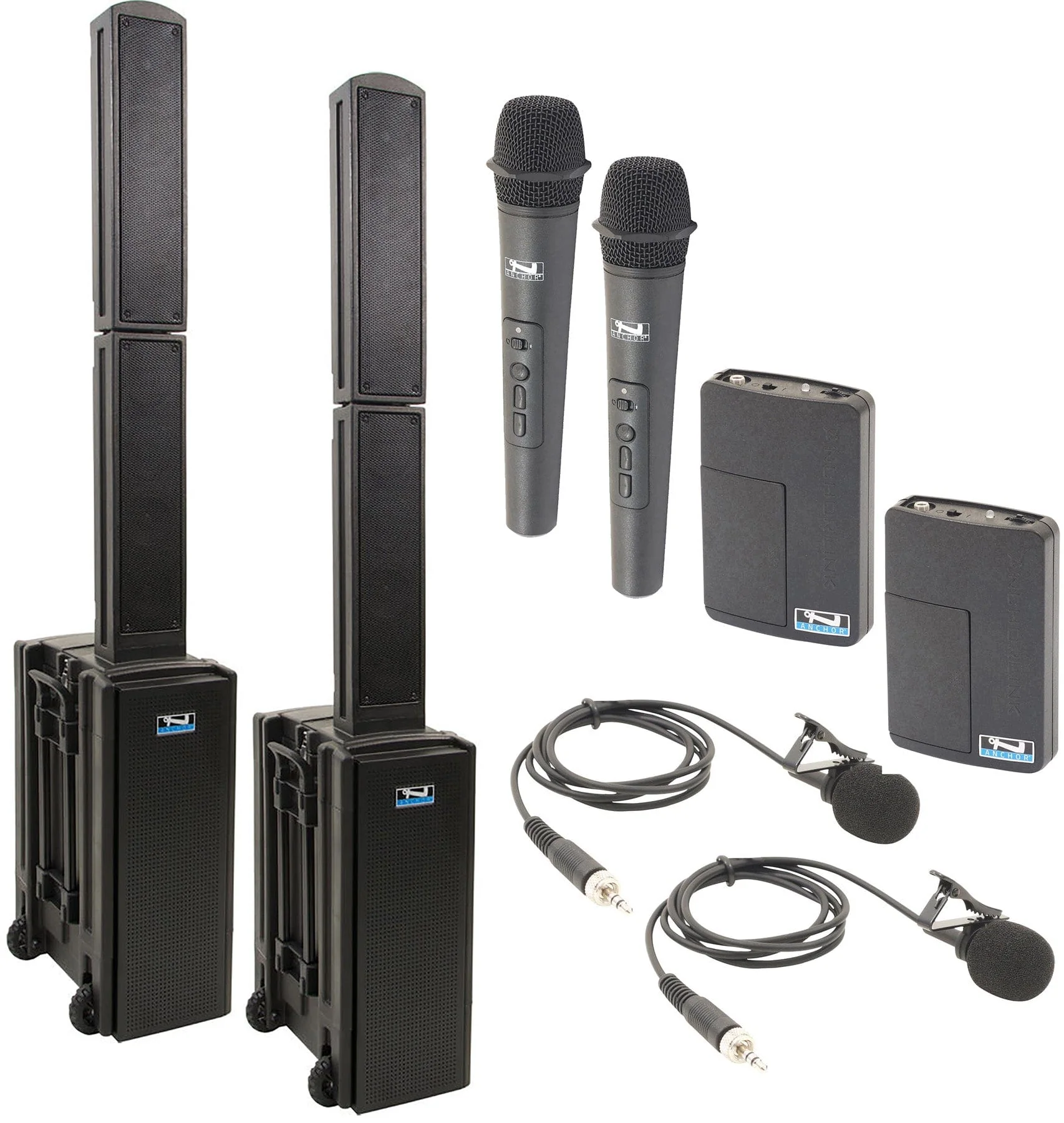 Anchor Audio 860430 Beacon 2 Pair AIR XR4 - Anchor Air / 2x Handheld / 2x Lapel Wireless Microphones
