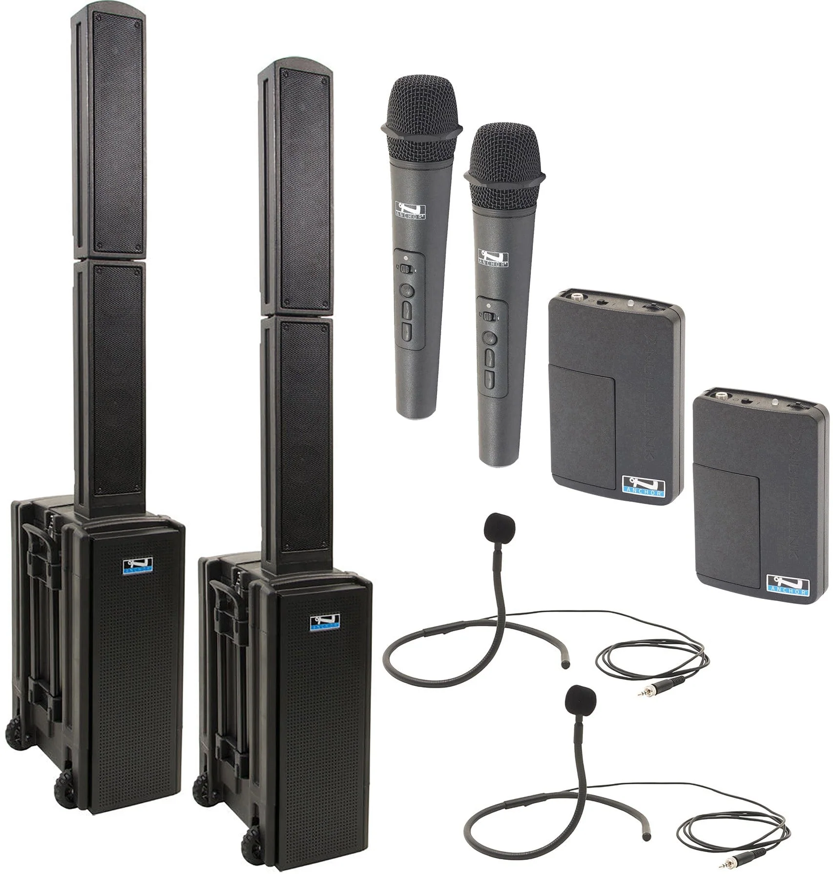 Anchor Audio 860435 Beacon 2 Pair AIR XR4 - Anchor Air / 2 Handheld / 2 Collar Wireless Microphones