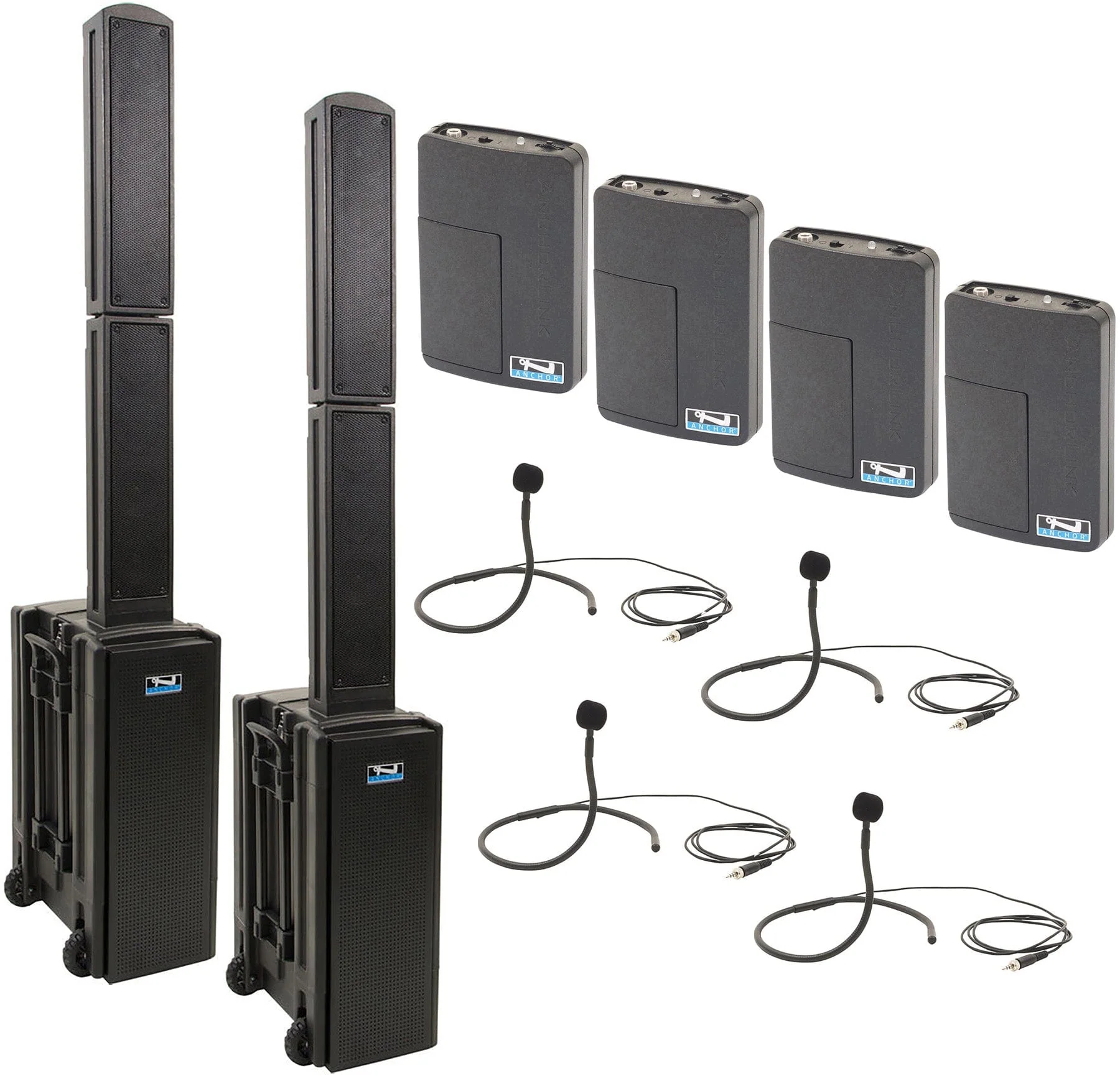Anchor Audio 860470 Beacon 2 Pair AIR XR4 - Anchor Air / 4x Collar Wireless Microphones