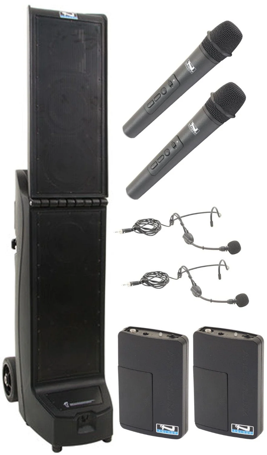 Anchor Audio 912425 Bigfoot 2 System 4 - 2x Handheld / 2x Headband Wireless Microphones
