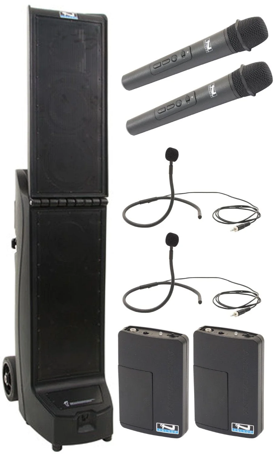 Anchor Audio 912435 Bigfoot 2 System 4 - 2x Handheld / 2x Collar Wireless Microphones