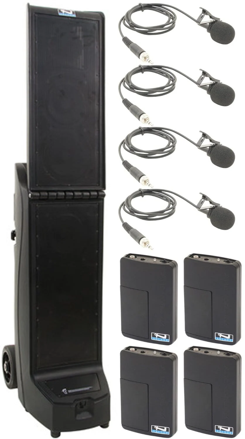 Anchor Audio 912460 Bigfoot 2 System 4 - 4x Lapel Wireless Microphones