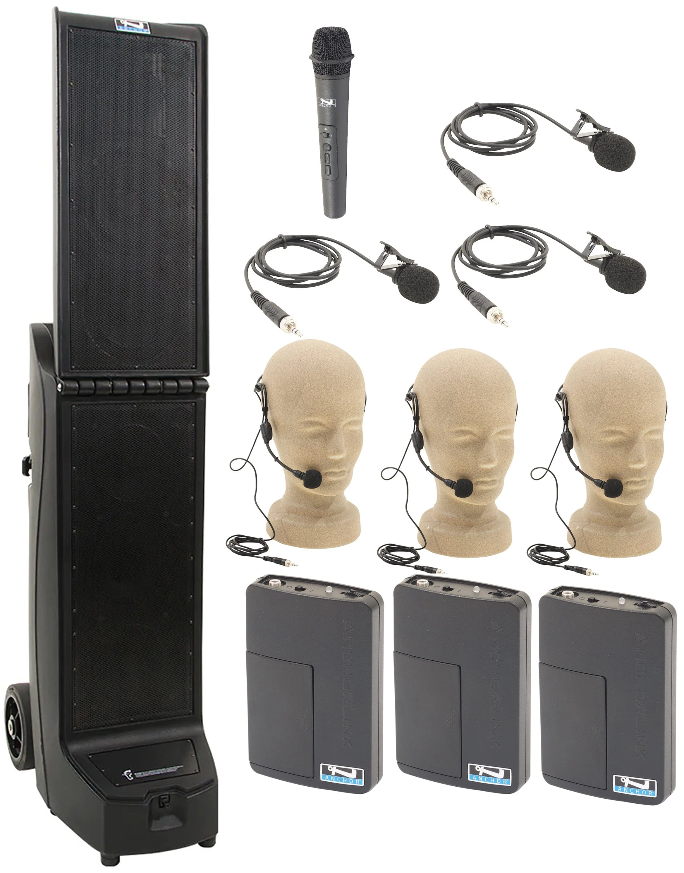 Anchor Audio 915419 Bigfoot 2 System X4 - Anchor-Air / Handheld / 3 Lapel / 3 Headband Wireless Mics