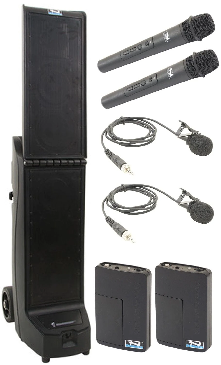 Anchor Audio 915430 Bigfoot 2 System X4 - Anchor-Air / 2x Handheld / 2x Lapel Wireless Microphones