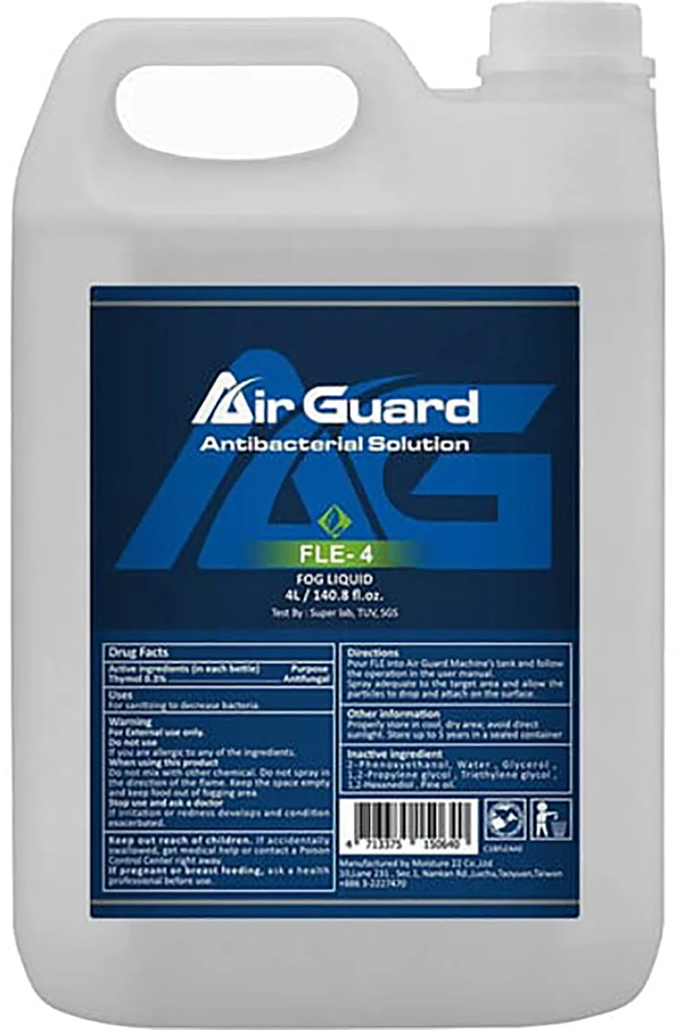 Antari FLE-4 4 Liter Bottle of Air Guard Anti-Bacterial Solution - FDA Registered