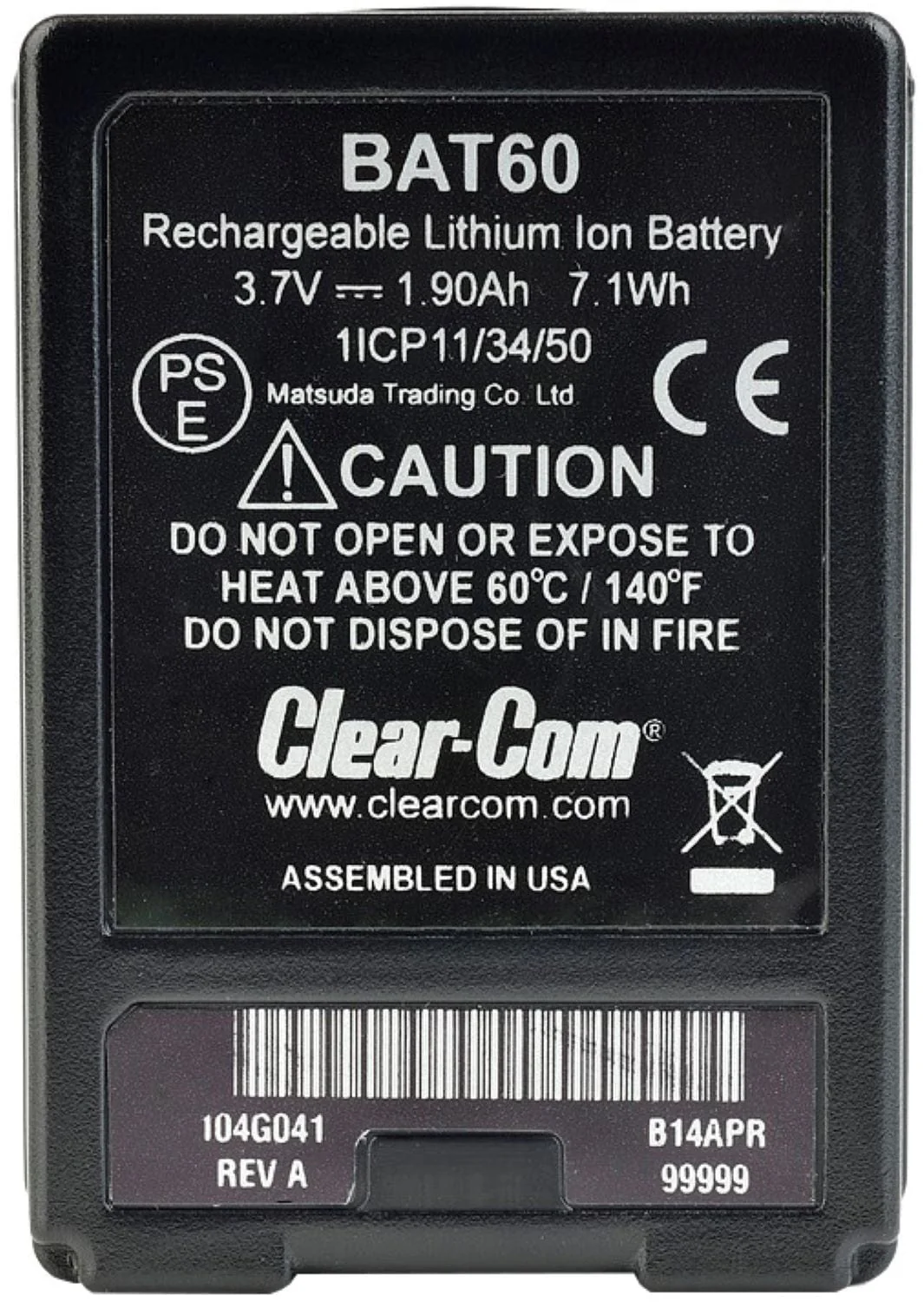 Clear-Com BAT60 Recharchable Battery for FSIIBP - Image 3
