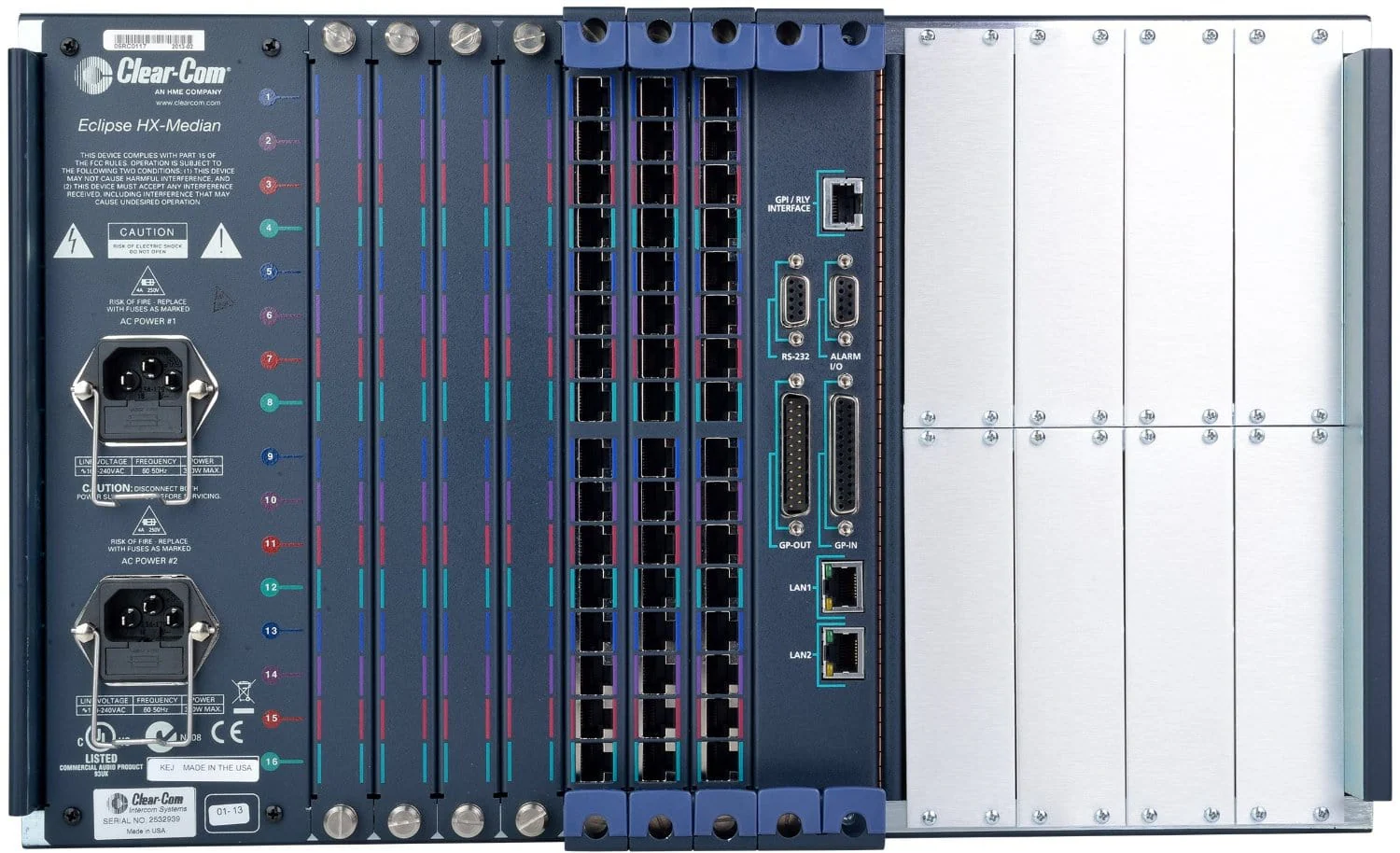Clear-Com Eclipse HX-MEDIAN-32P Intercom Frame with 32 Ports - Image 5