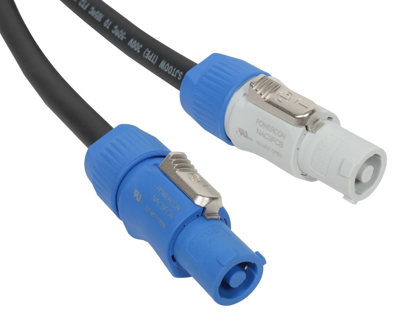 ETC DPJ-10 Powercon Plug (Gray) To Powercon Receptacle (Blue) Fixture Power Jumper, 10-Foot/3-Meter Cable, Black