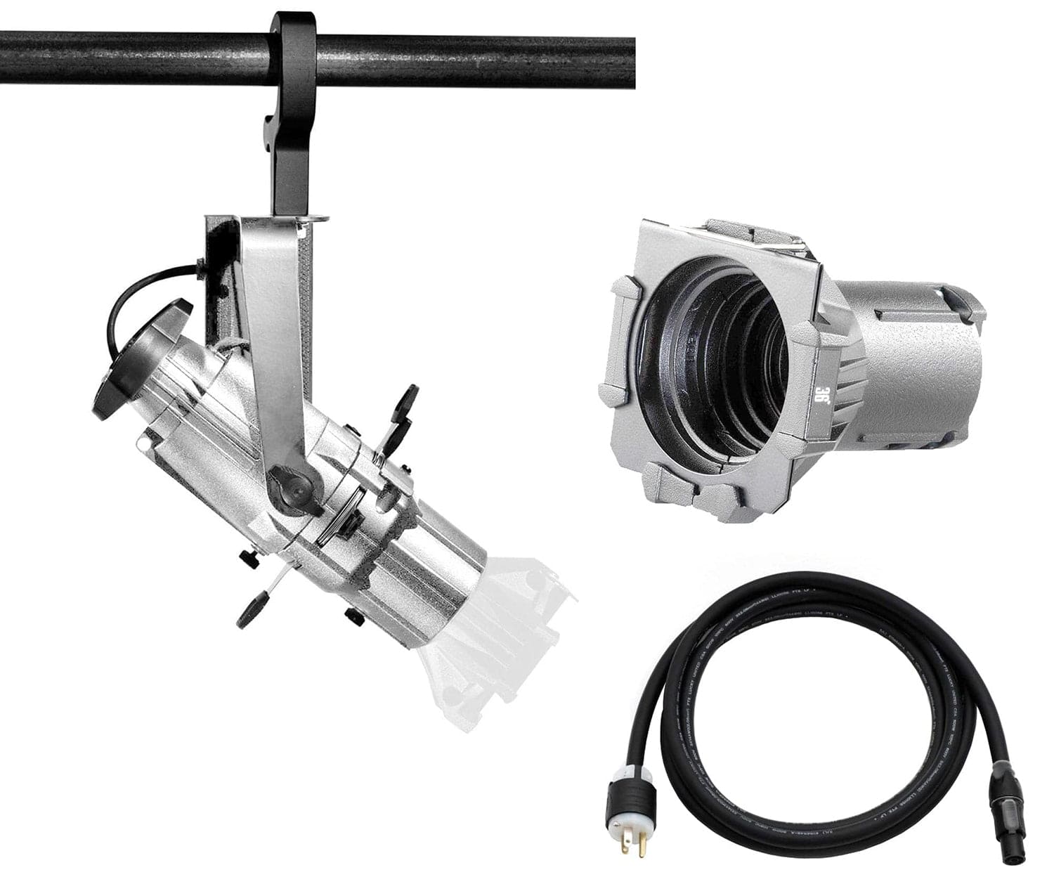 ETC Source Four Mini Gallery LED Ellipsoidal 2700 K - 36-Degree Lens Tube with Edison Plug - Silver (Portable)