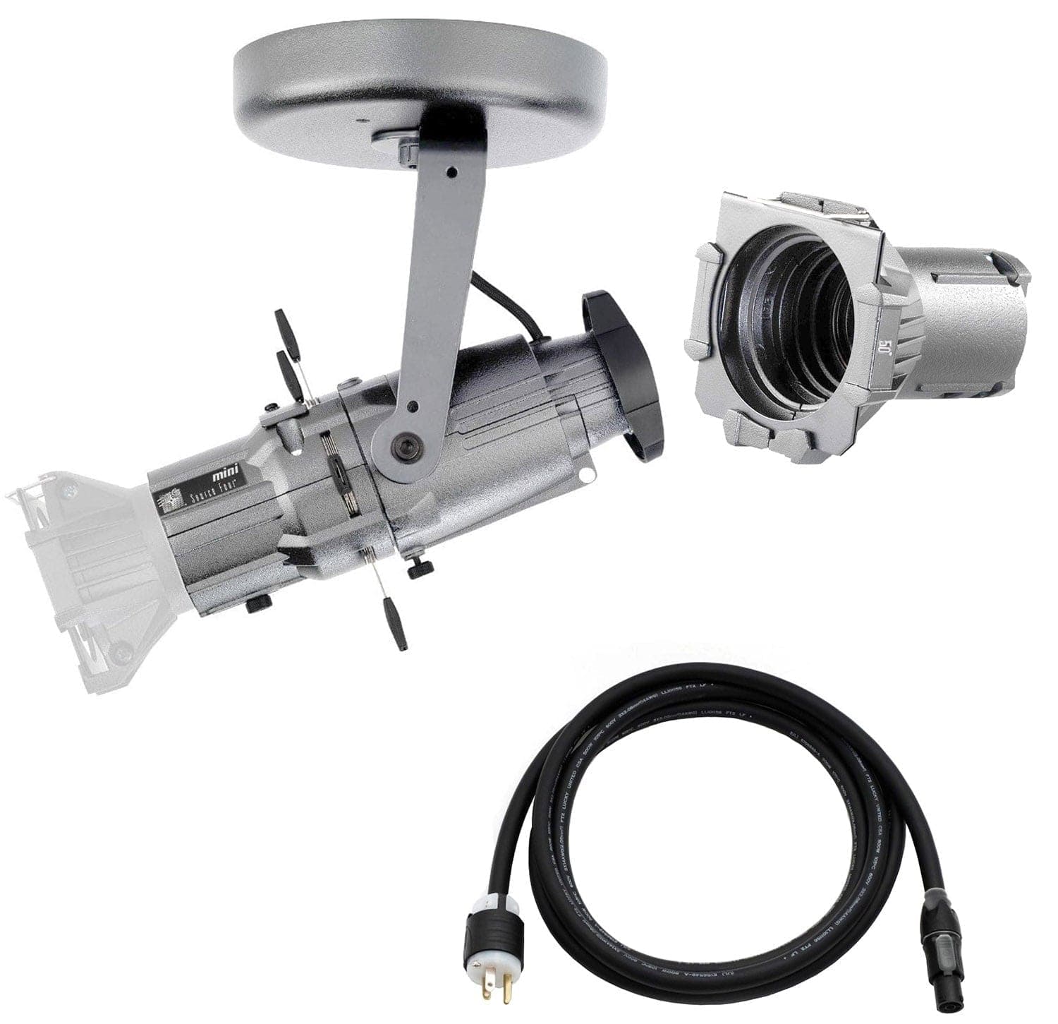 ETC Source Four Mini Gallery LED Ellipsoidal 2700 K - 50-Degree Lens Tube with Edison Plug - Silver (Canopy)