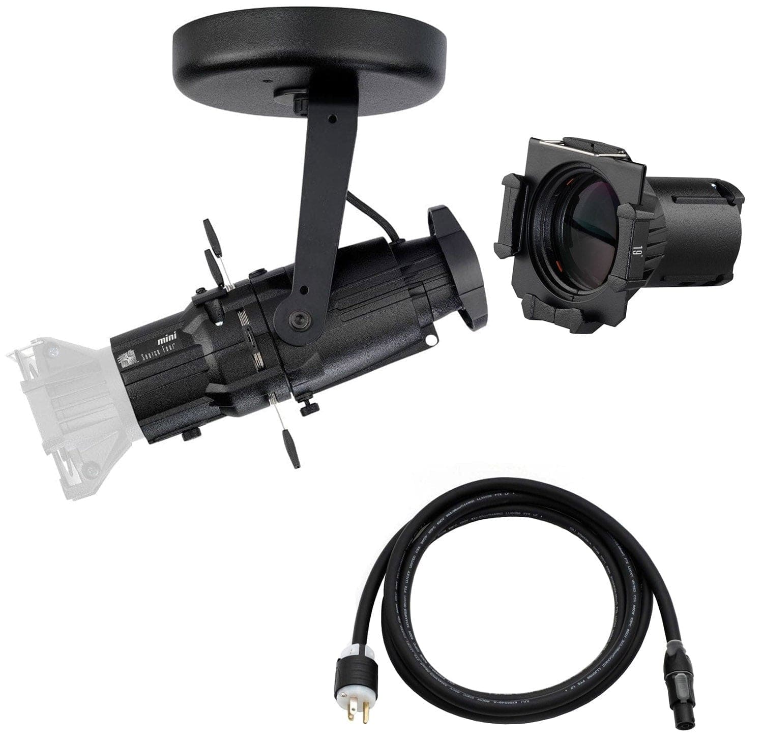 ETC Source Four Mini Gallery LED Ellipsoidal 3000 K - 19-Degree Lens Tube with Edison Plug - Black (Canopy)