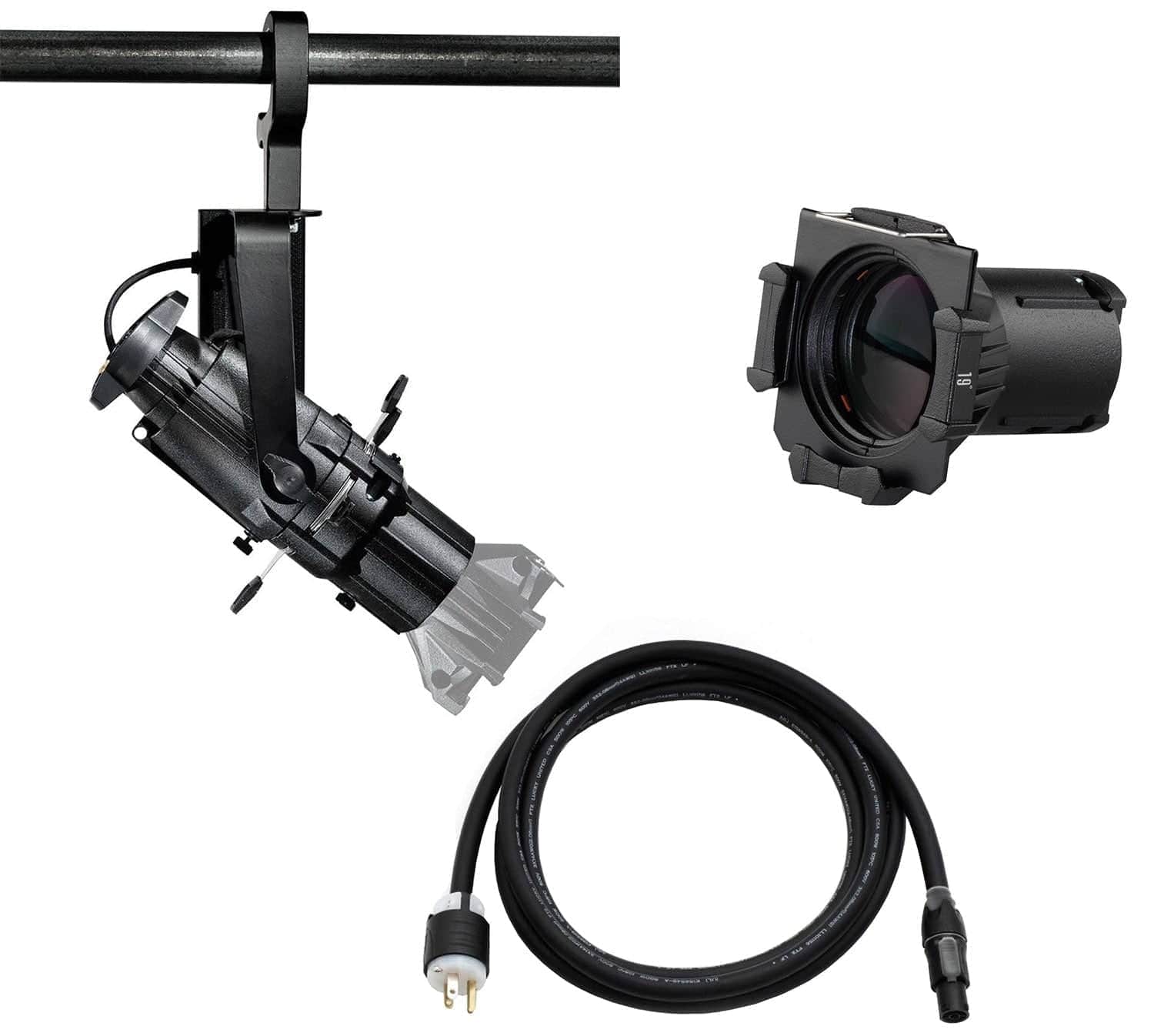 ETC Source Four Mini Gallery LED Ellipsoidal 3000 K - 19-Degree Lens Tube with Edison Plug - Black (Portable)