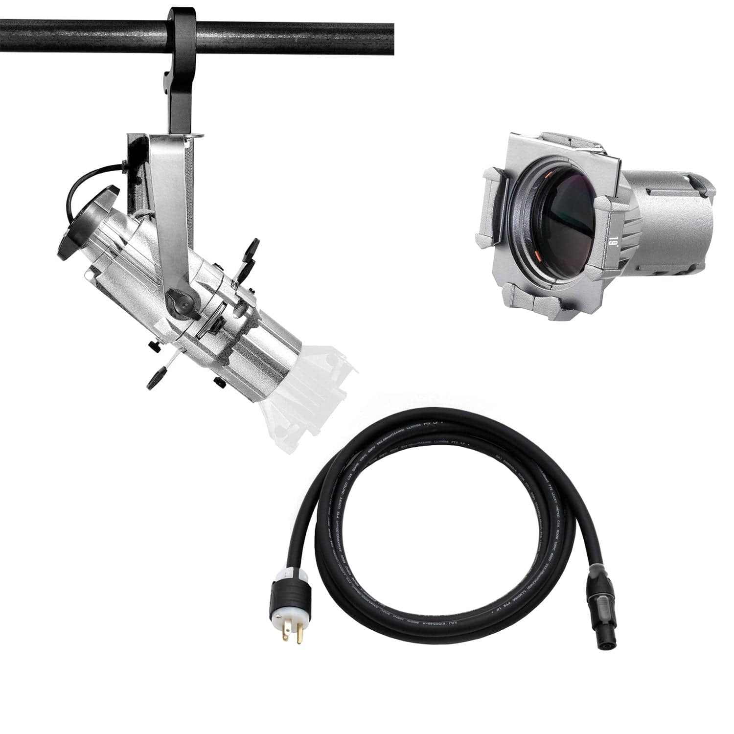 ETC Source Four Mini Gallery LED Ellipsoidal 3000 K - 19-Degree Lens Tube with Edison Plug - Silver (Portable)