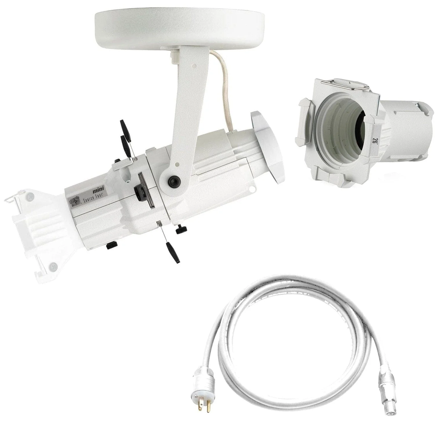 ETC Source Four Mini Gallery LED Ellipsoidal 3000 K - 26-Degree Lens Tube with Edison Plug - White (Canopy)