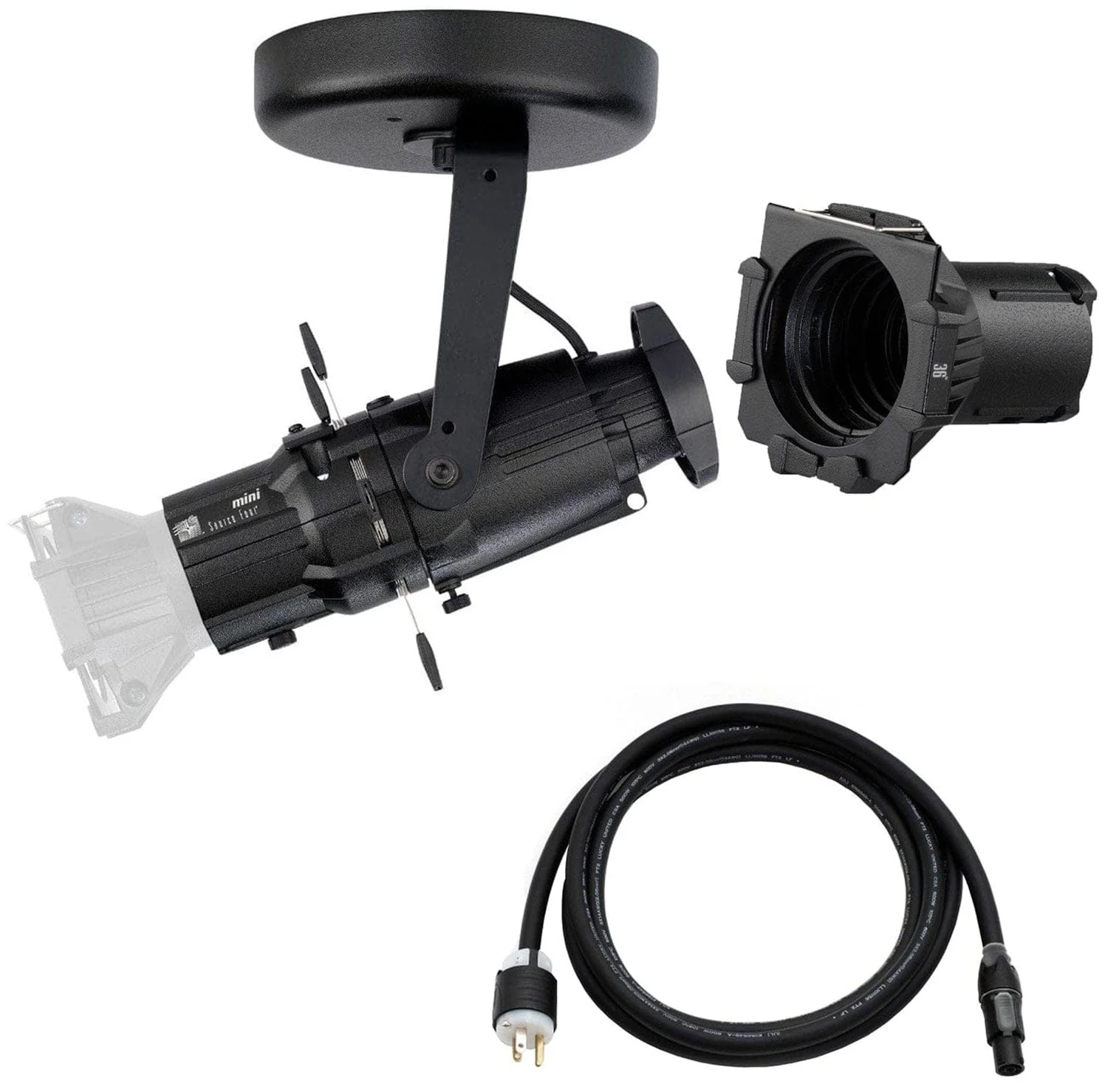 ETC Source Four Mini Gallery LED Ellipsoidal 3000 K - 36-Degree Lens Tube with Edison Plug - Black (Canopy)