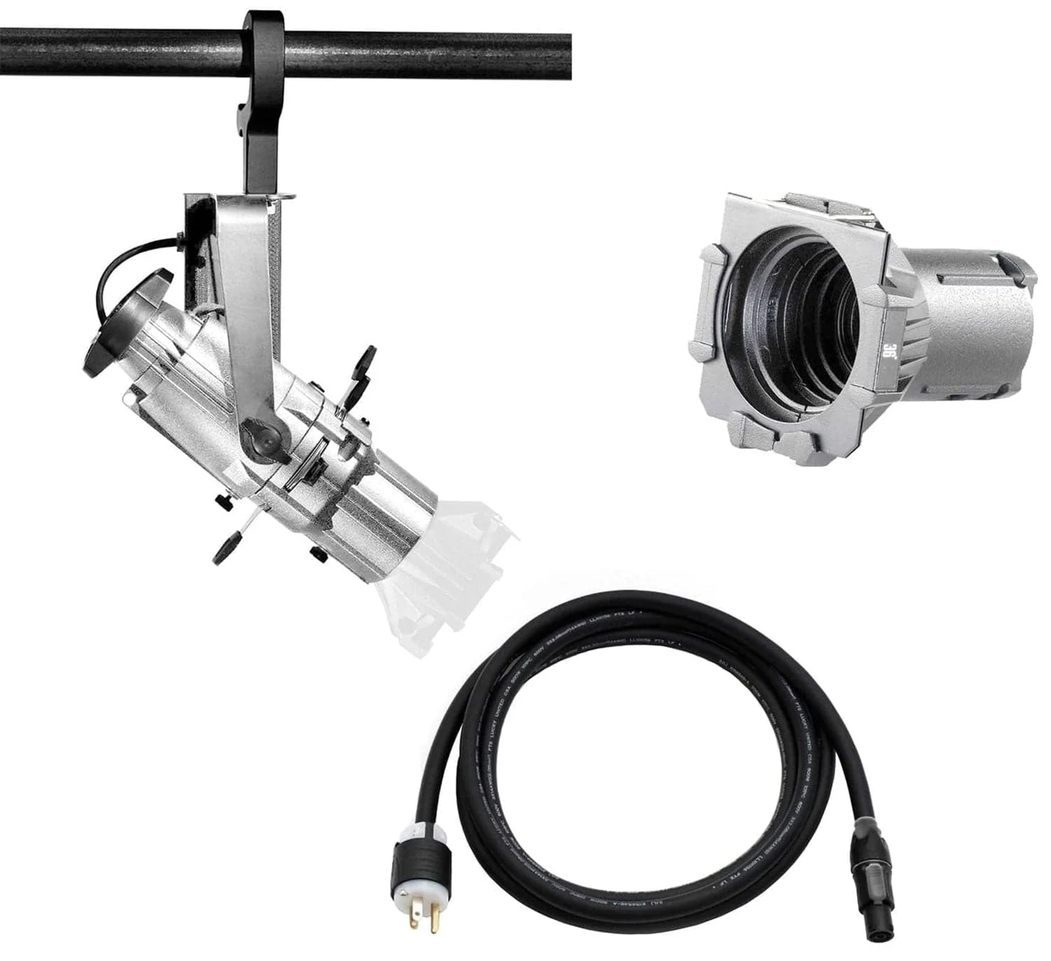 ETC Source Four Mini Gallery LED Ellipsoidal 3000 K - 36-Degree Lens Tube with Edison Plug - Silver (Portable)