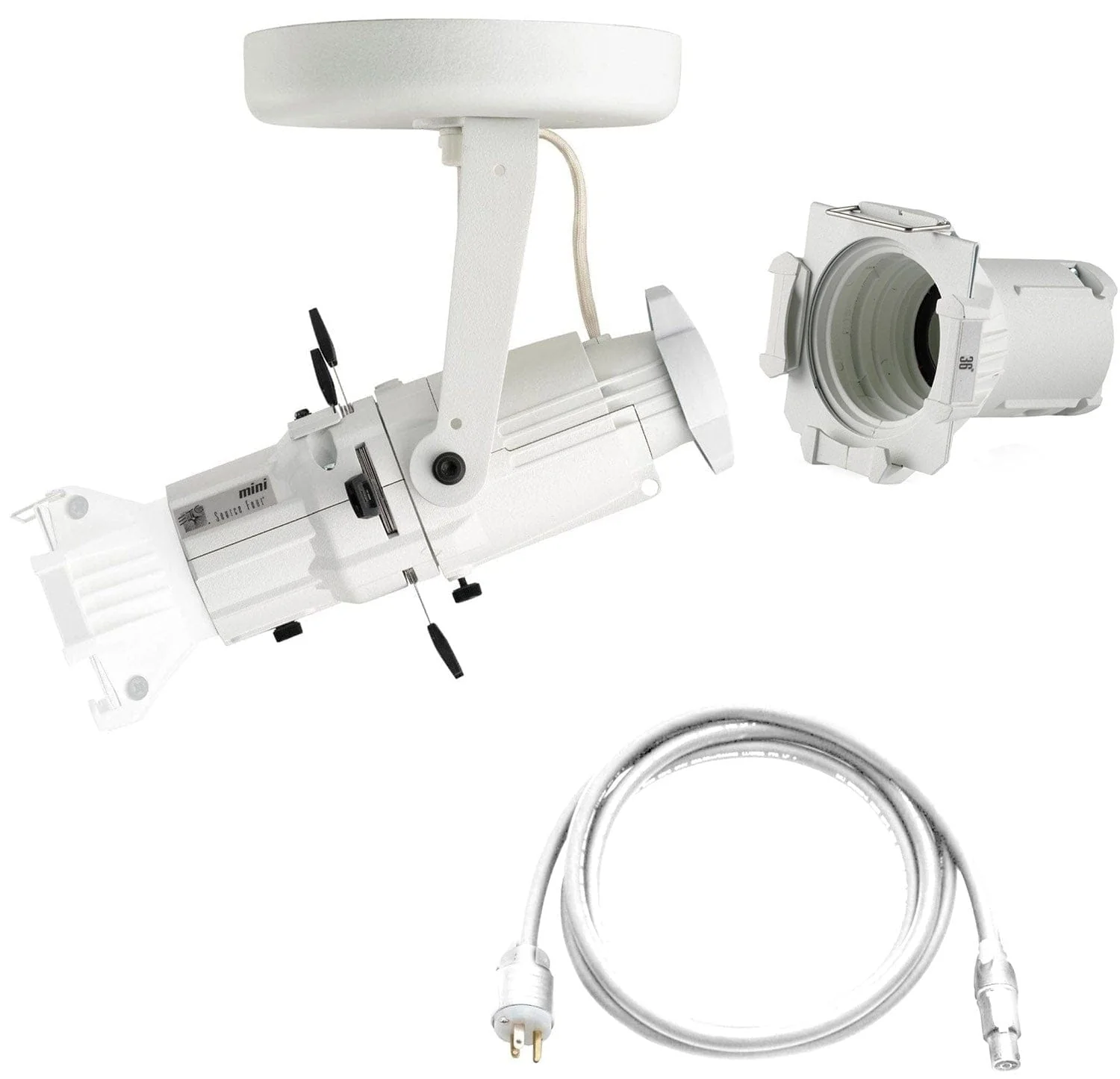 ETC Source Four Mini Gallery LED Ellipsoidal 3000 K - 36-Degree Lens Tube with Edison Plug - White (Canopy)
