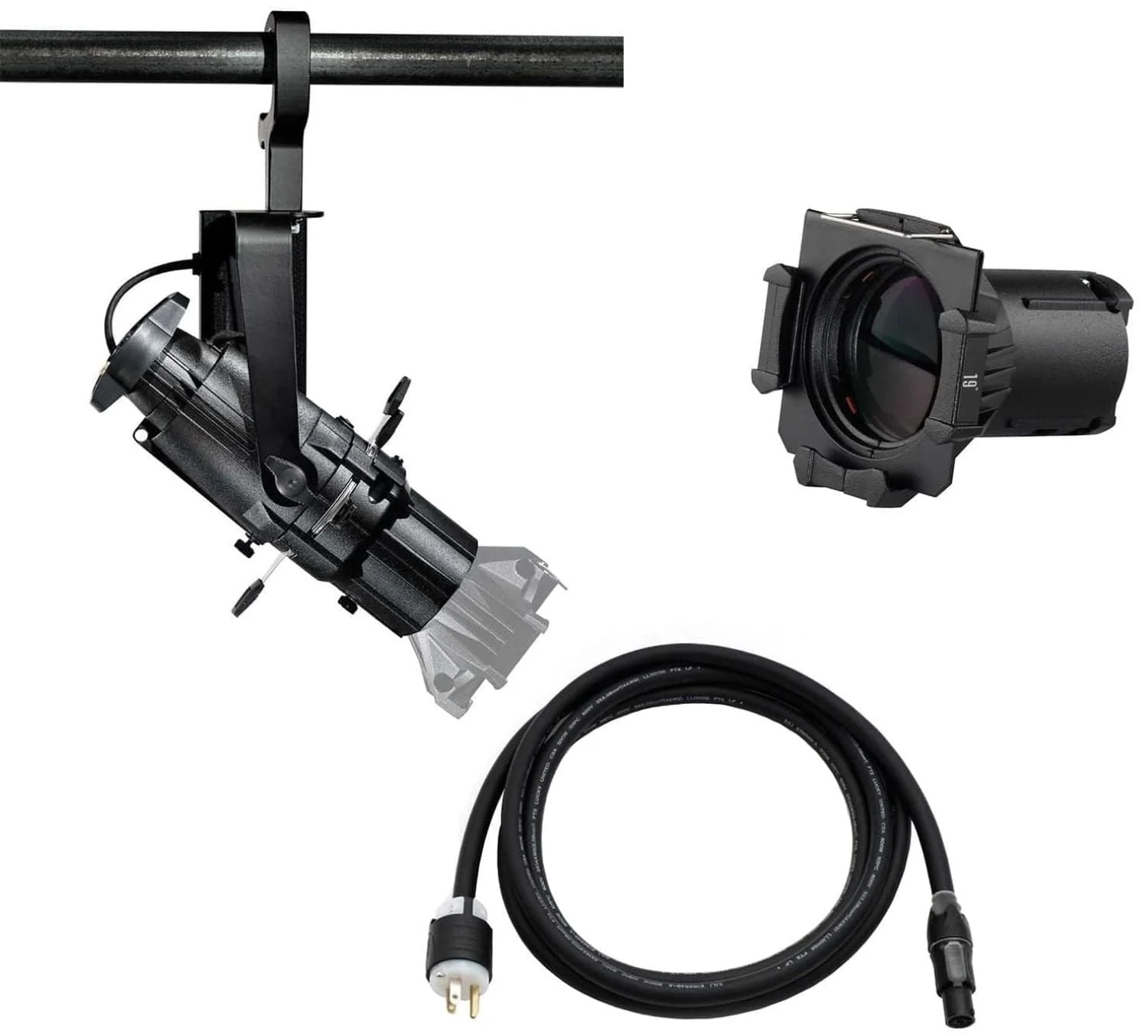ETC Source Four Mini LED Ellipsoidal 3000 K - 19-Degree Lens Tube with Edison Plug - Black (Portable)