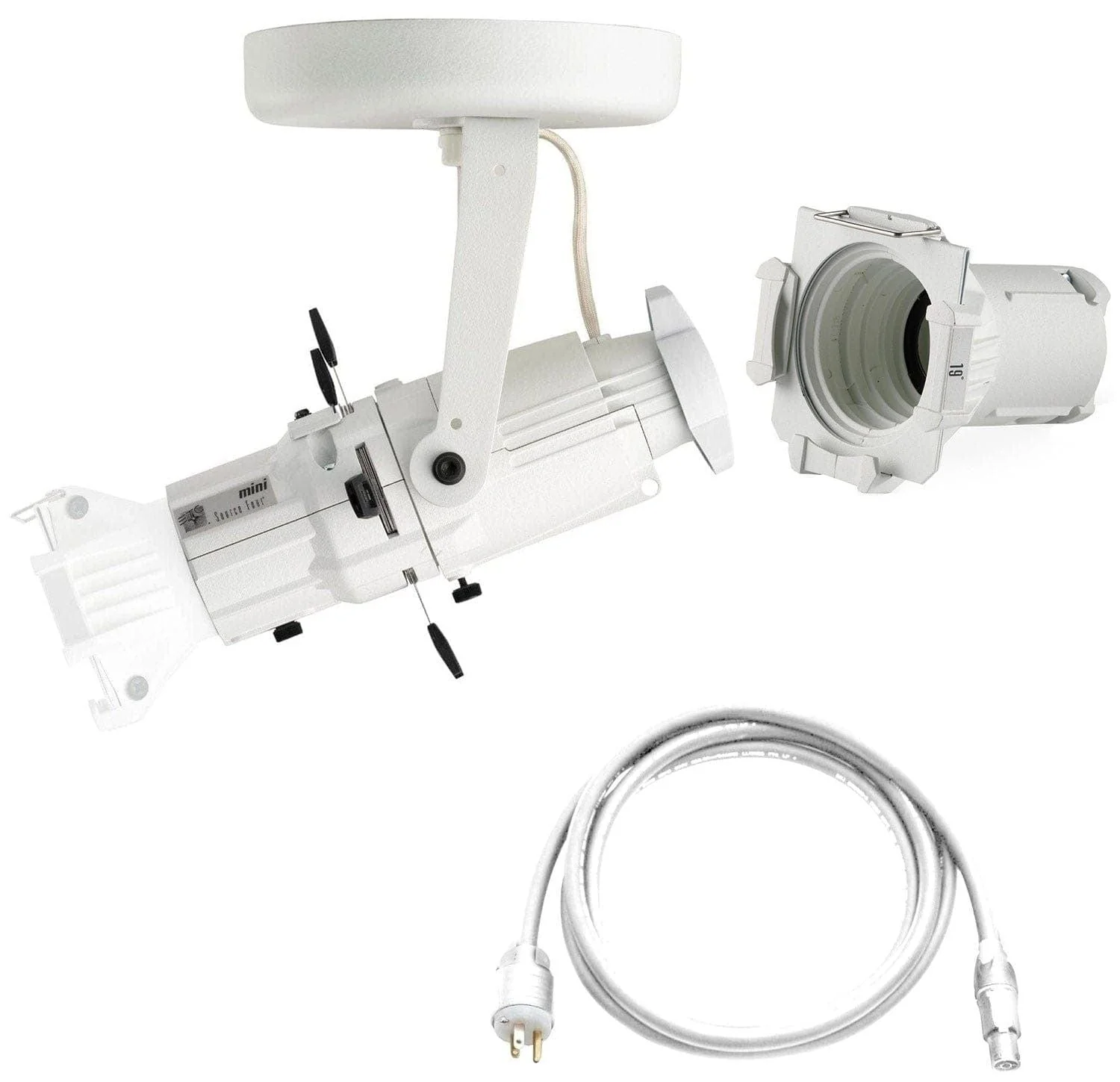 ETC Source Four Mini LED Ellipsoidal 3000 K - 19-Degree Lens Tube with Edison Plug - White (Canopy)