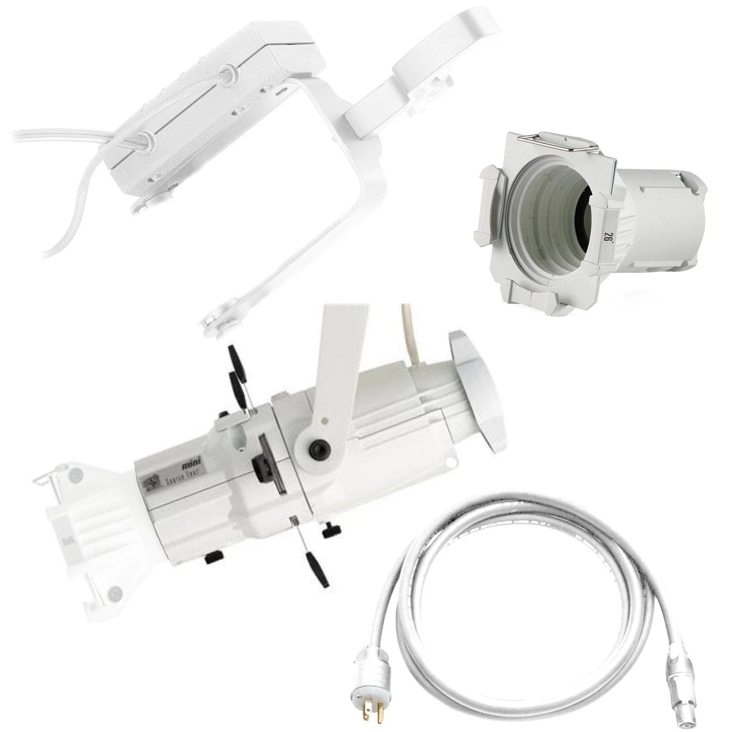 ETC Source Four Mini LED Ellipsoidal 3000 K with 26-Degree Lens Tube and Edison Plug - White (Portable)