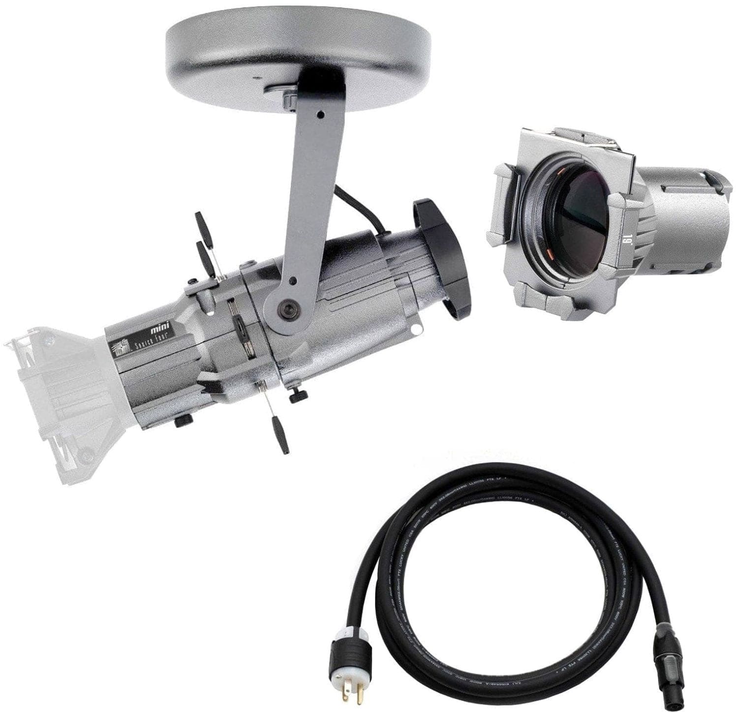 ETC Source Four Mini LED Ellipsoidal 4000 K with 19-Degree Lens Tube and Edison Plug - Silver (Canopy)