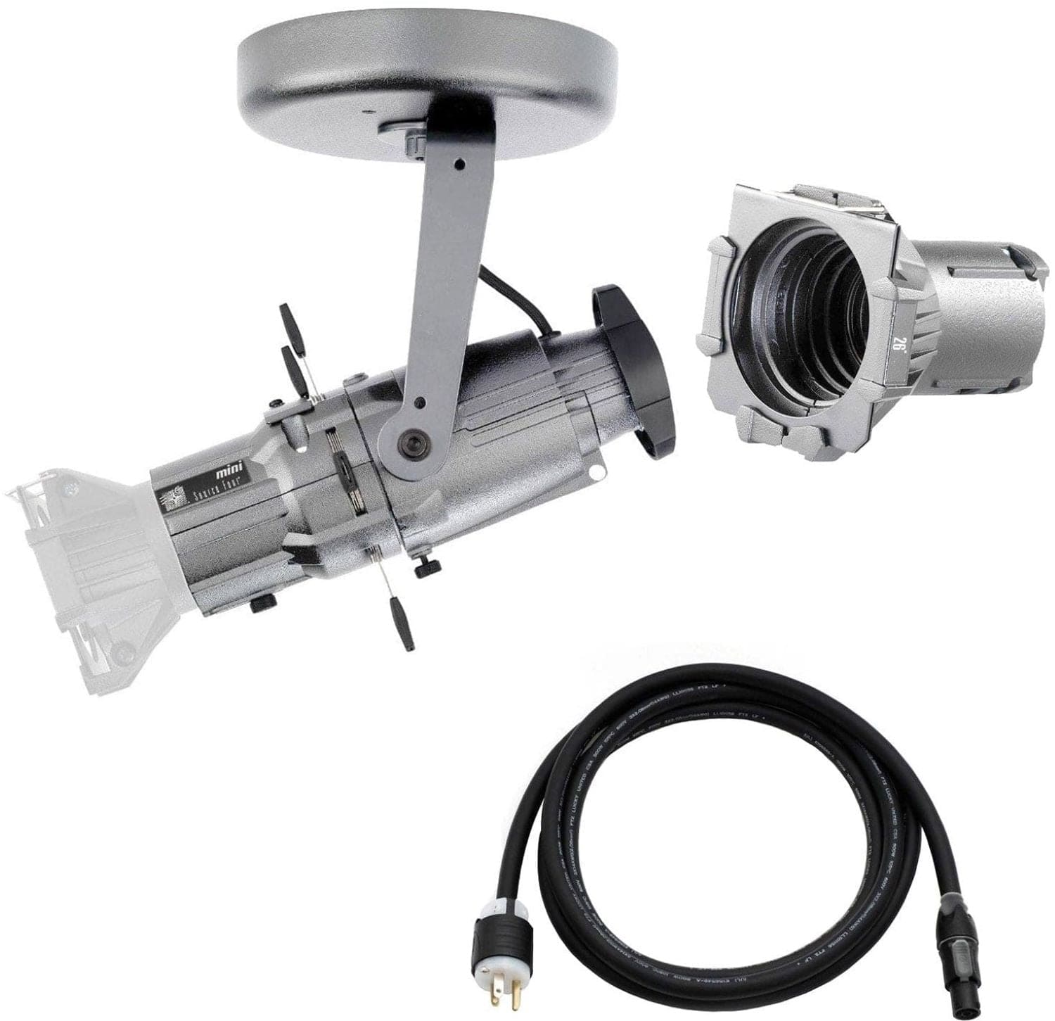 ETC Source Four Mini LED Ellipsoidal 4000 K with 26-Degree Lens Tube and Edison Plug - Silver (Canopy)