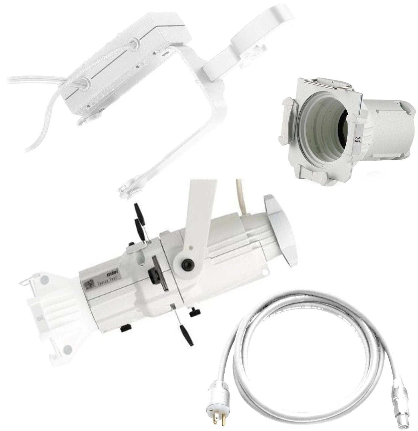 ETC Source Four Mini LED Ellipsoidal 4000 K with 26-Degree Lens Tube and Edison Plug - White (Portable)