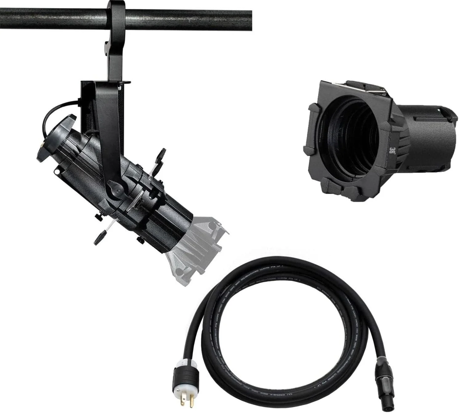 ETC Source Four Mini LED Ellipsoidal 4000 K with 36-Degree Lens Tube and Edison Plug - Black (Portable)