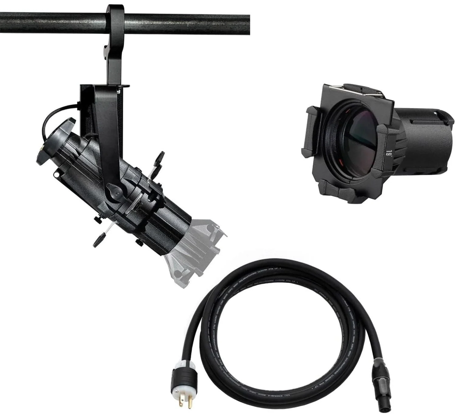ETC Source Four Mini LED Ellipsoidal 5000 K with19-Degree Lens Tube and Edison Plug - Black (Portable)