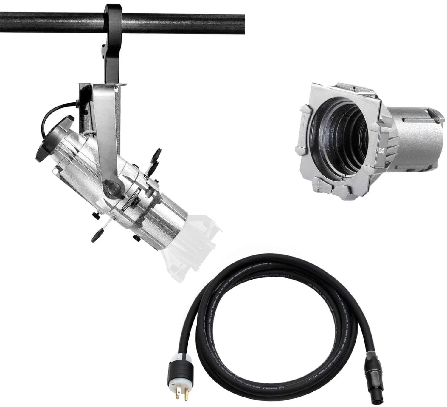 ETC Source Four Mini LED Ellipsoidal 5000 K with 26-Degree Lens Tube and Edison Plug - Silver (Portable)