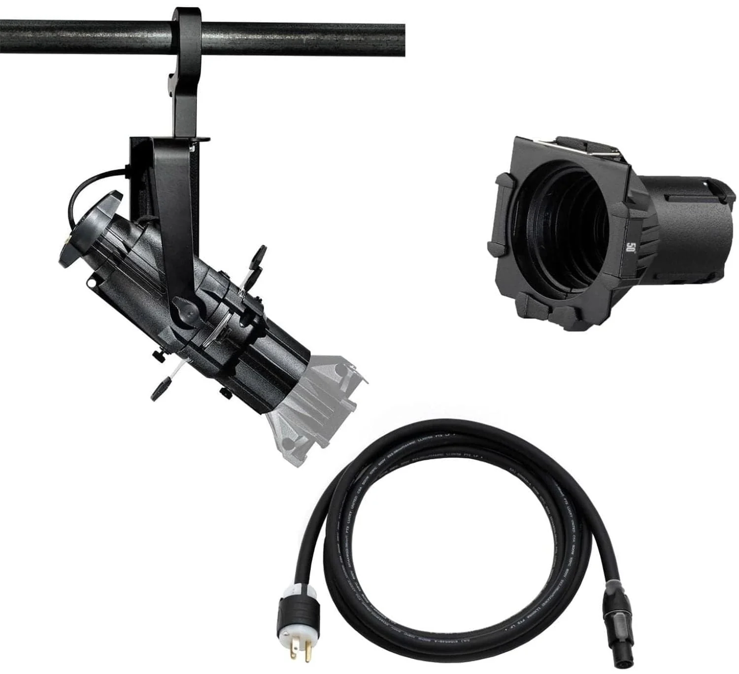 ETC Source Four Mini LED Ellipsoidal 5000 K with 50-Degree Lens Tube and Edison Plug - Black (Portable)