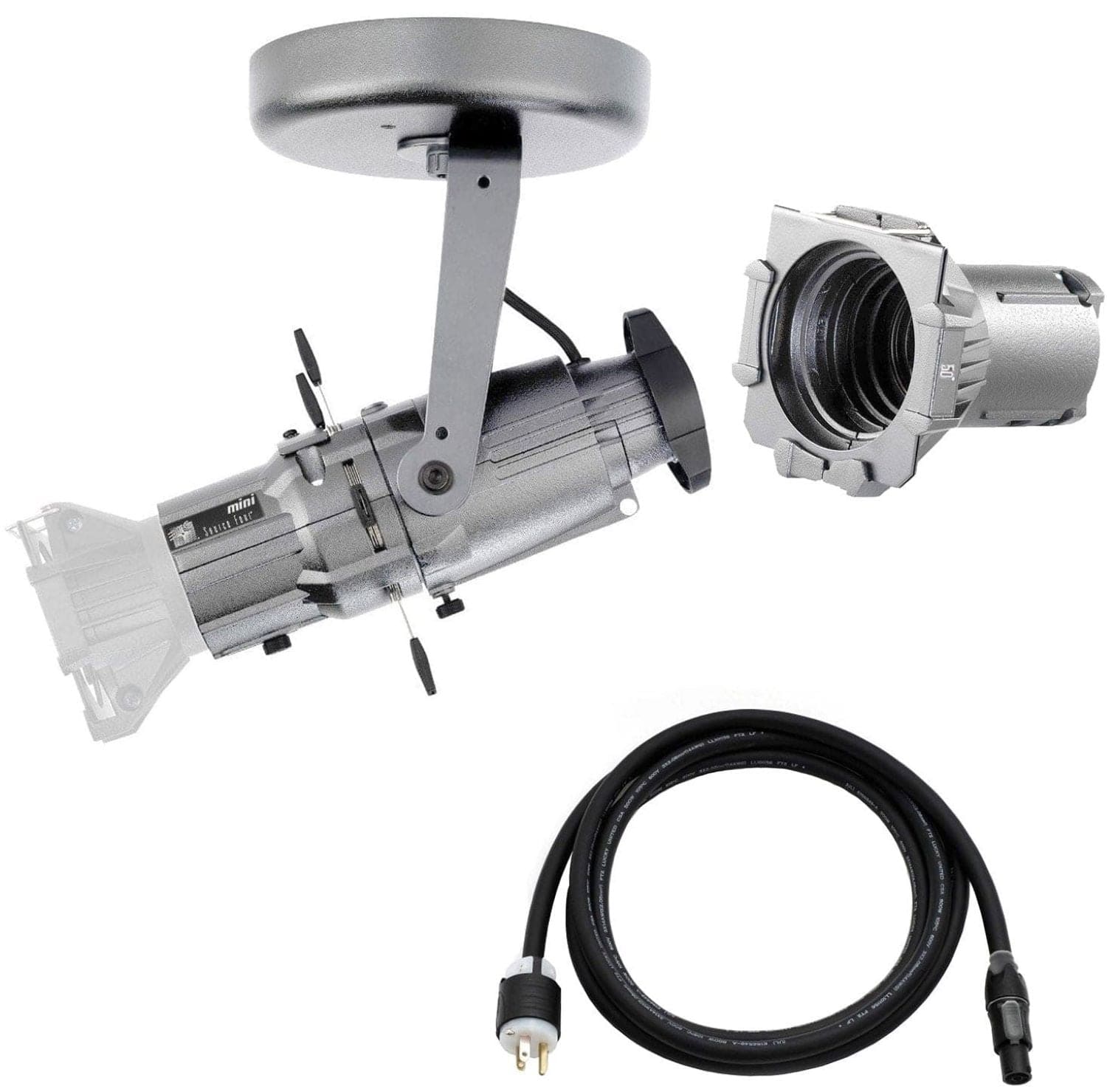 ETC Source Four Mini LED Ellipsoidal 5000 K with 50-Degree Lens Tube and Edison Plug - Silver (Canopy)