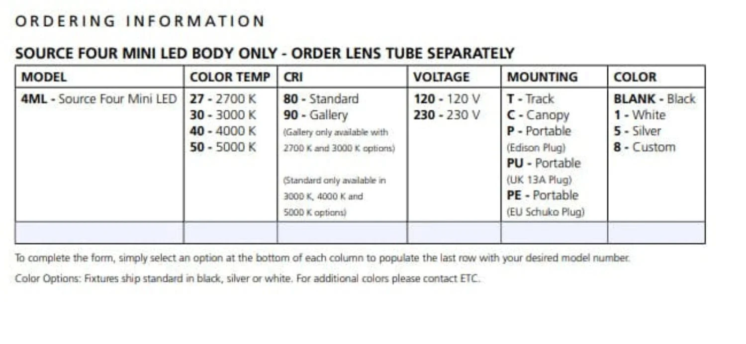 ETC Source Four Mini LED Ellipsoidal 5000 K with 50-Degree Lens Tube and Edison Plug - Silver (Canopy) - Image 5